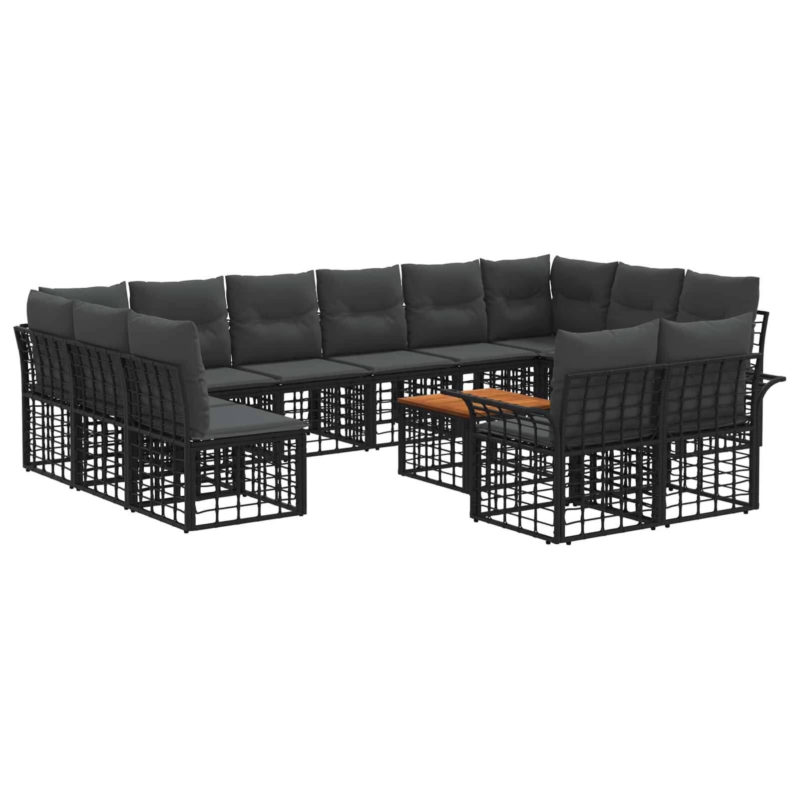 vidaXL Outdoor-Sofagarnitur 13 pcs Schwarz und Dunkelgrau Polyester