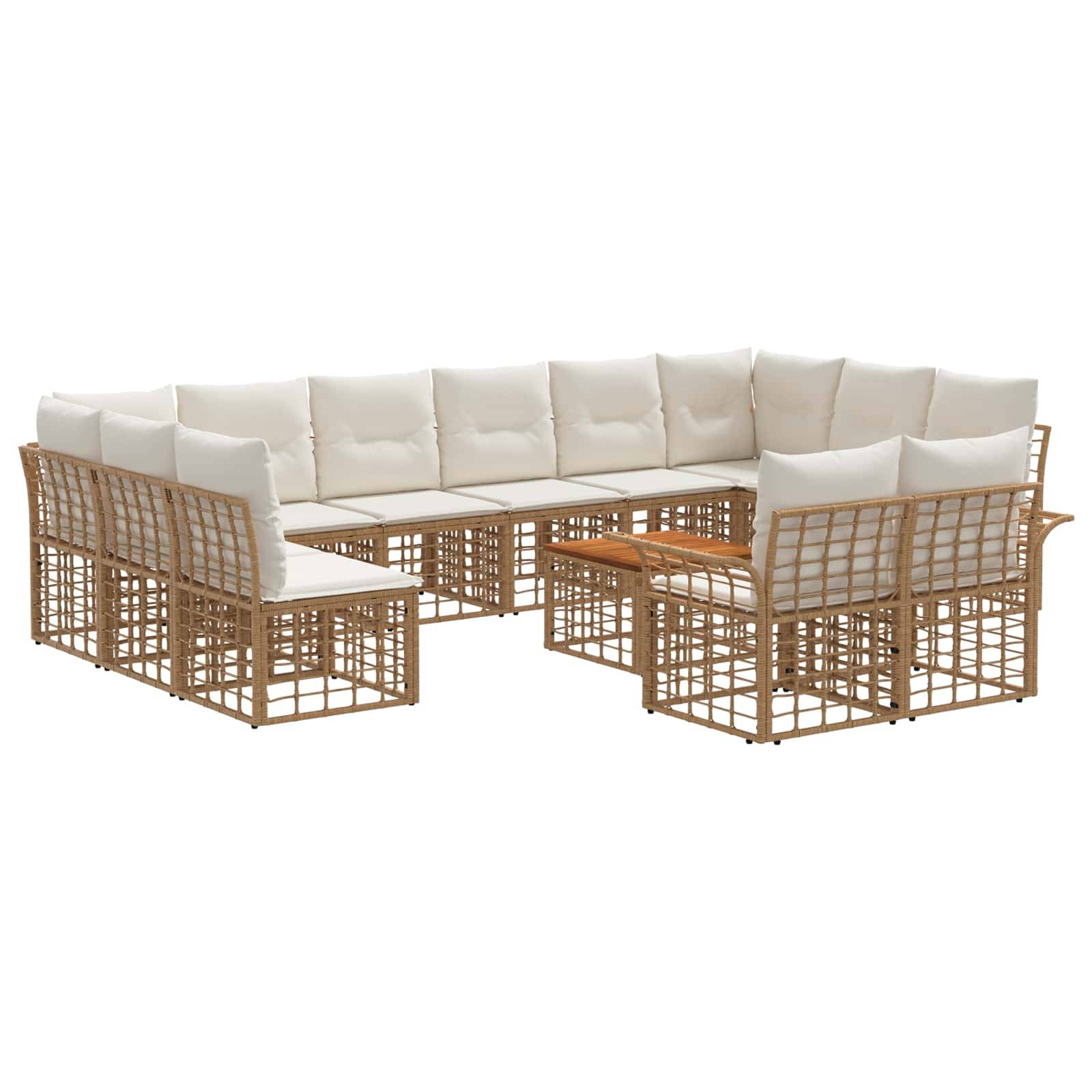 vidaXL Outdoor-Sofagarnitur 13 pcs Natürlich und Cremweiß Polyester