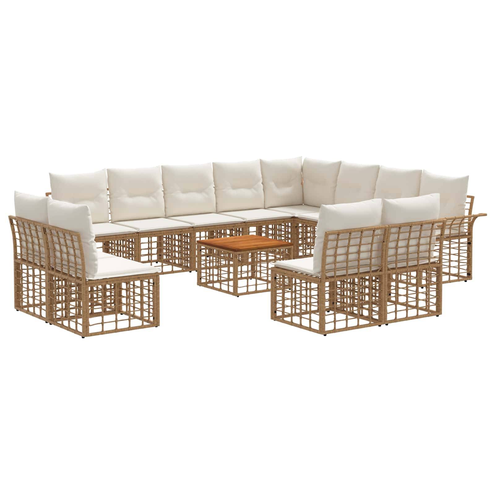 vidaXL Outdoor-Sofagarnitur 13 pcs Natürlich und Cremweiß Polyester
