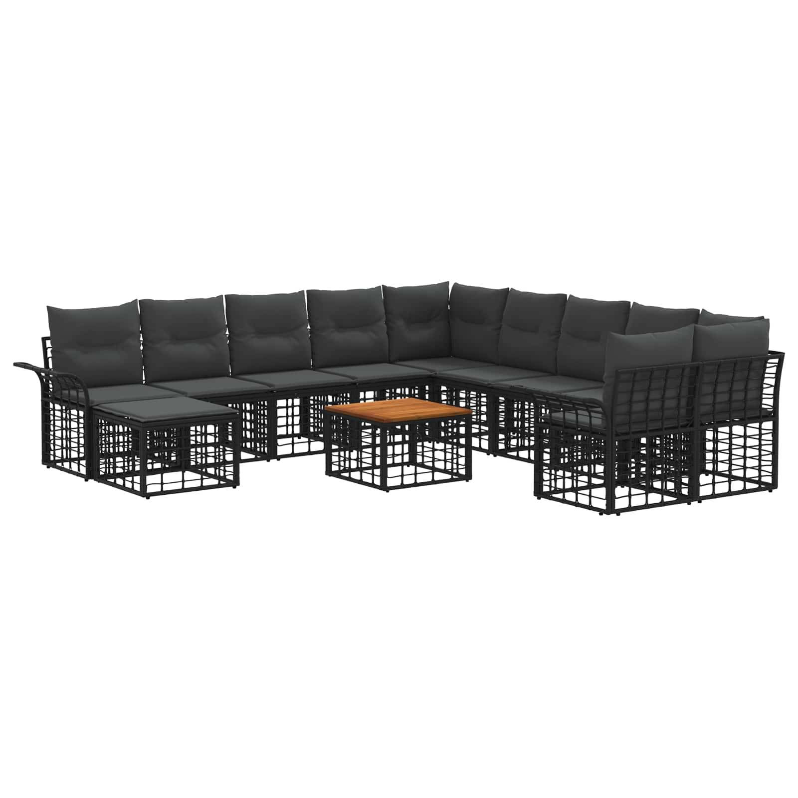 vidaXL Outdoor-Sofagarnitur 12 pcs Schwarz und Dunkelgrau Polyester