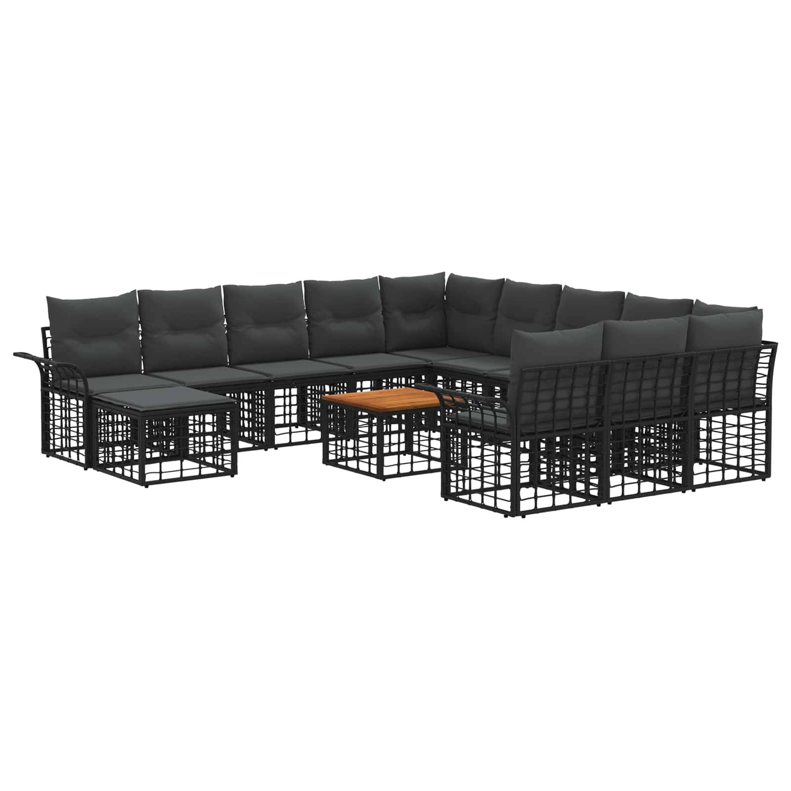 vidaXL Gartensofa-set 13-tlg. Schwarz und Dunkelgrau Poly-Rattan