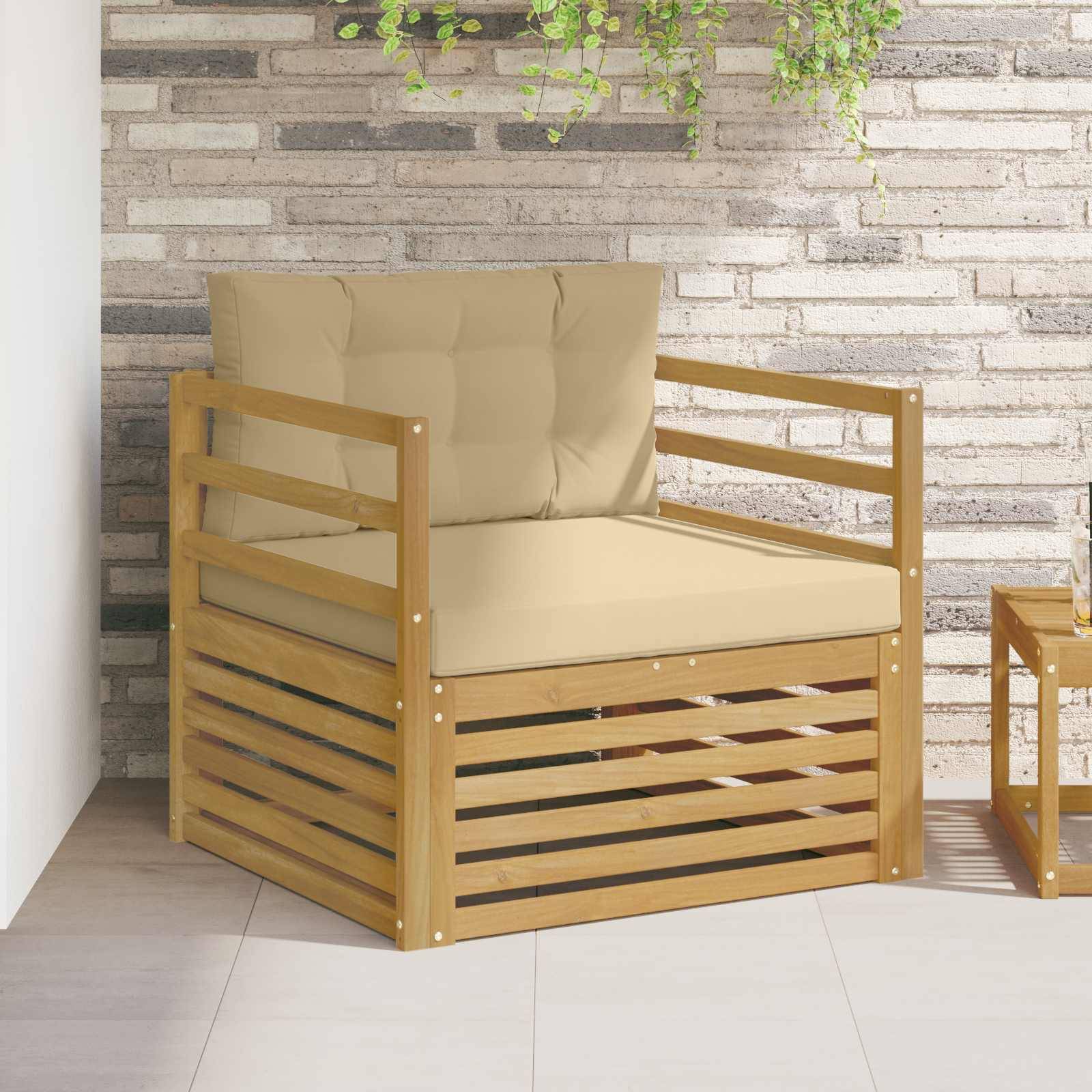 vidaXL Outdoor-Sofa Weiß und Beige