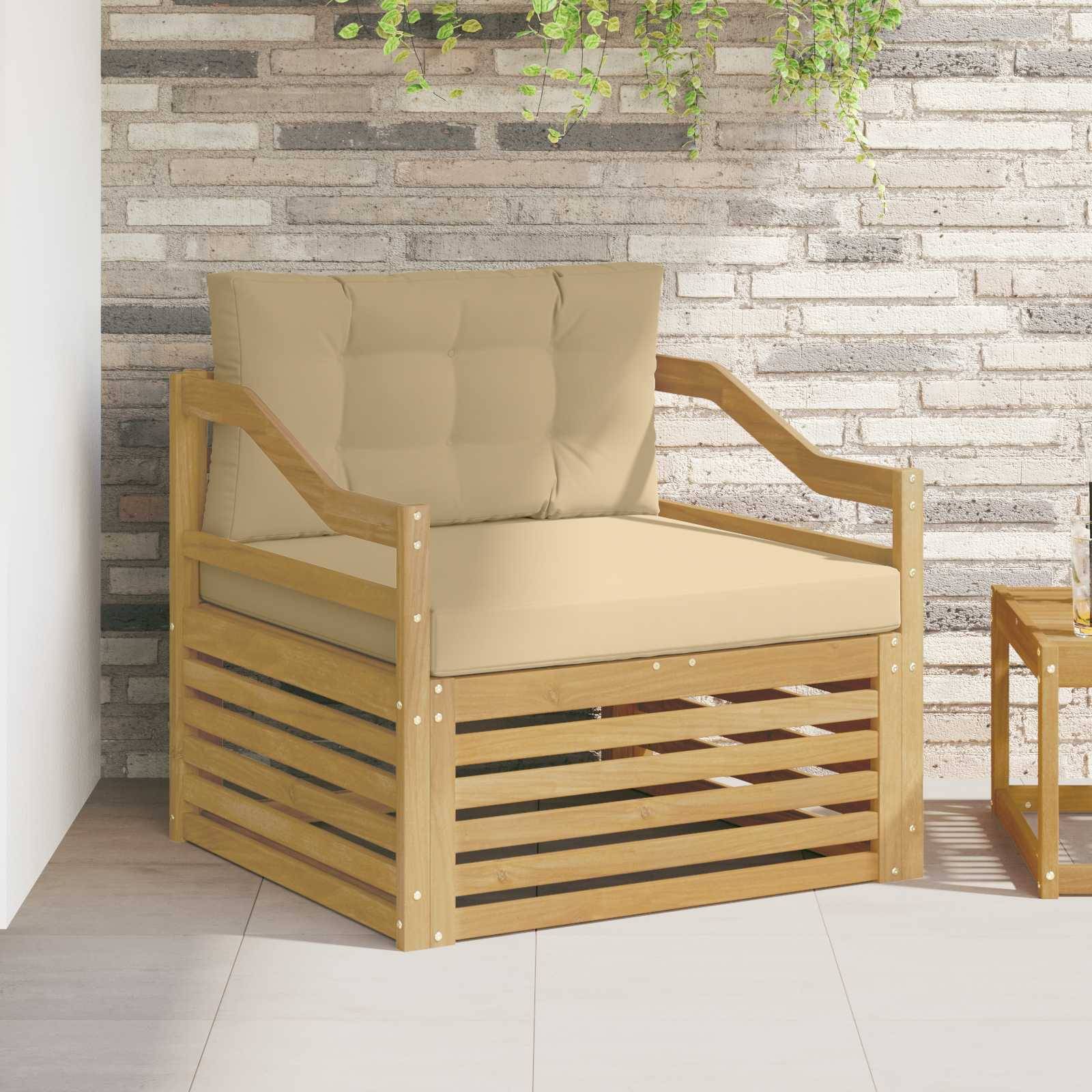 vidaXL Outdoor-Sofa Weiß und Beige