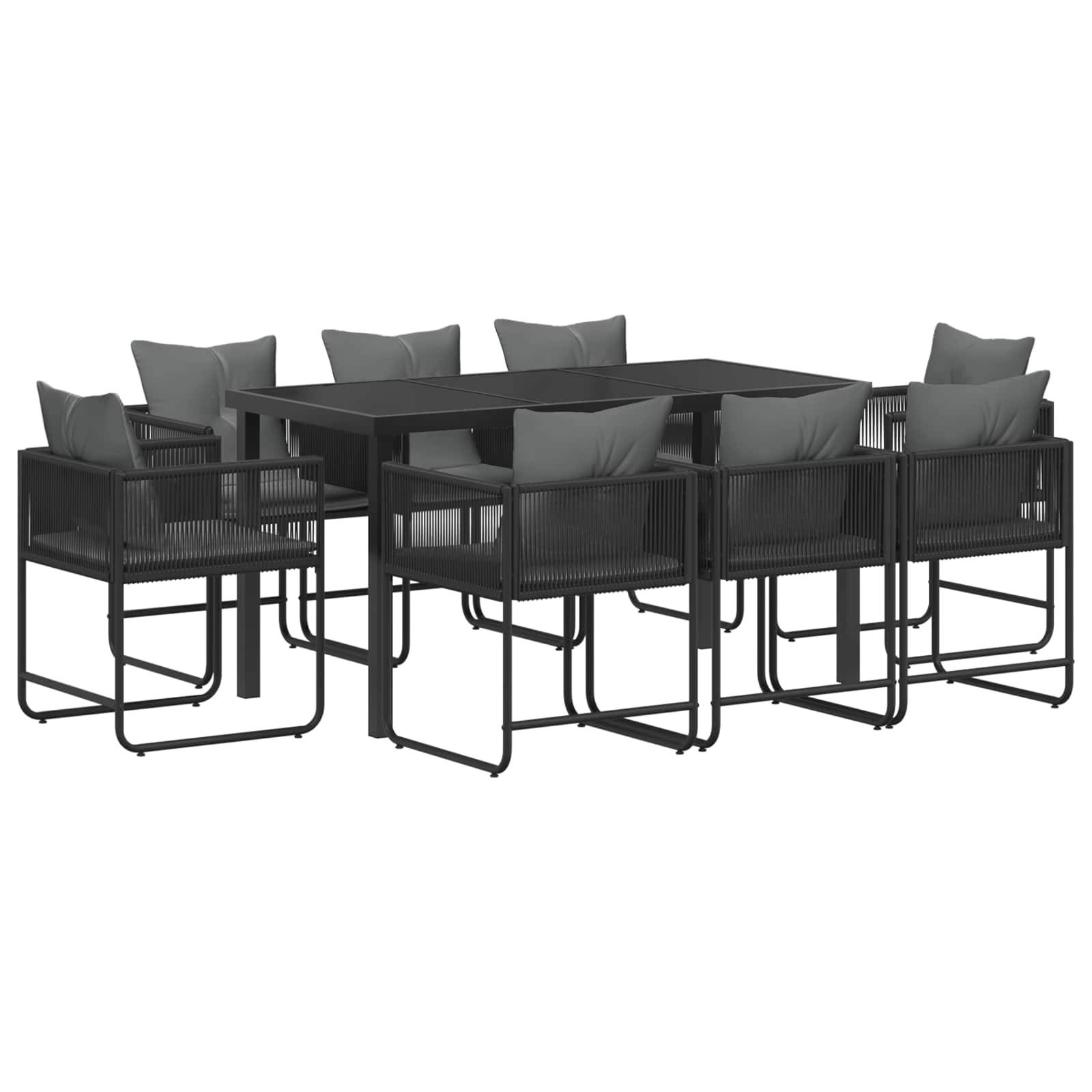 vidaXL Garten Essgruppe 9 pcs Schwarz und Anthrazit 160 x 80 x 73 cm