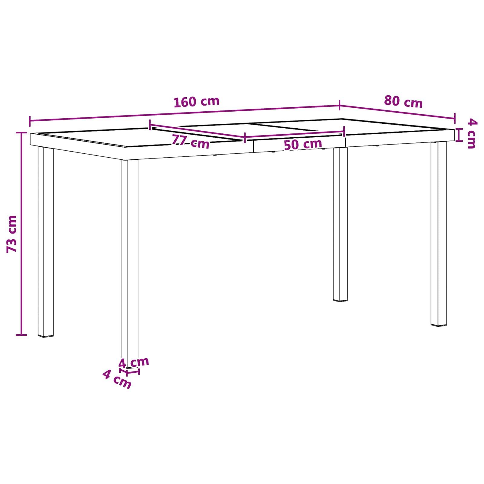 vidaXL Garten Essgruppe 9 pcs Schwarz und Anthrazit 160 x 80 x 73 cm