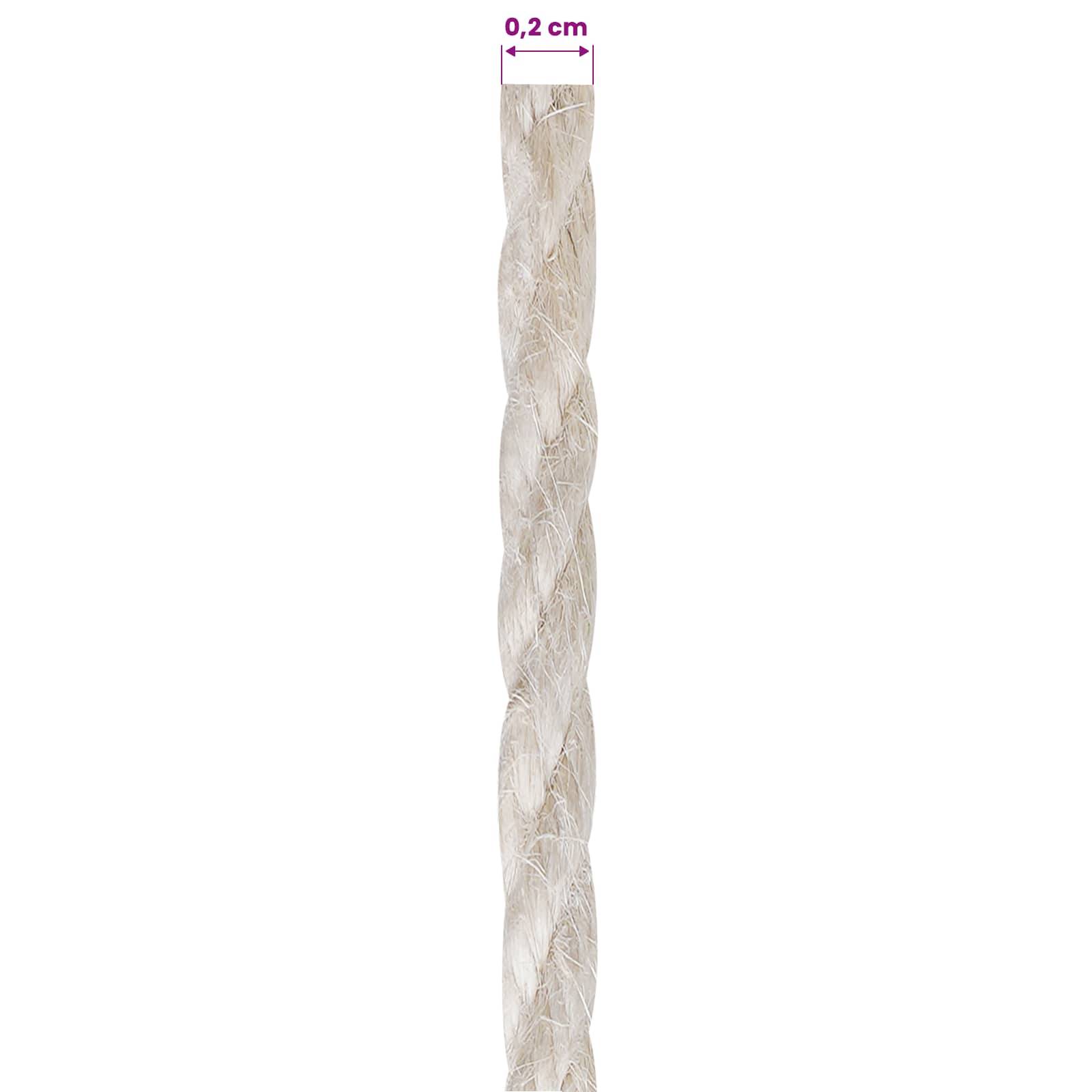 vidaXL Juteschnur 2 pcs 2 Weiß 100% Tossa Jute