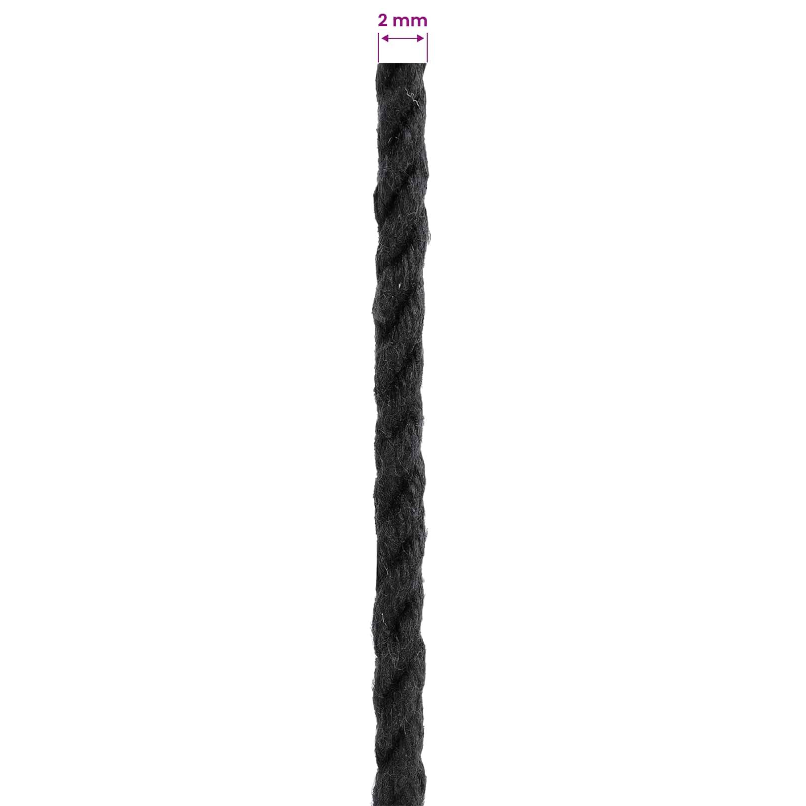 vidaXL Seil 2 pcs Schwarz Baumwolle