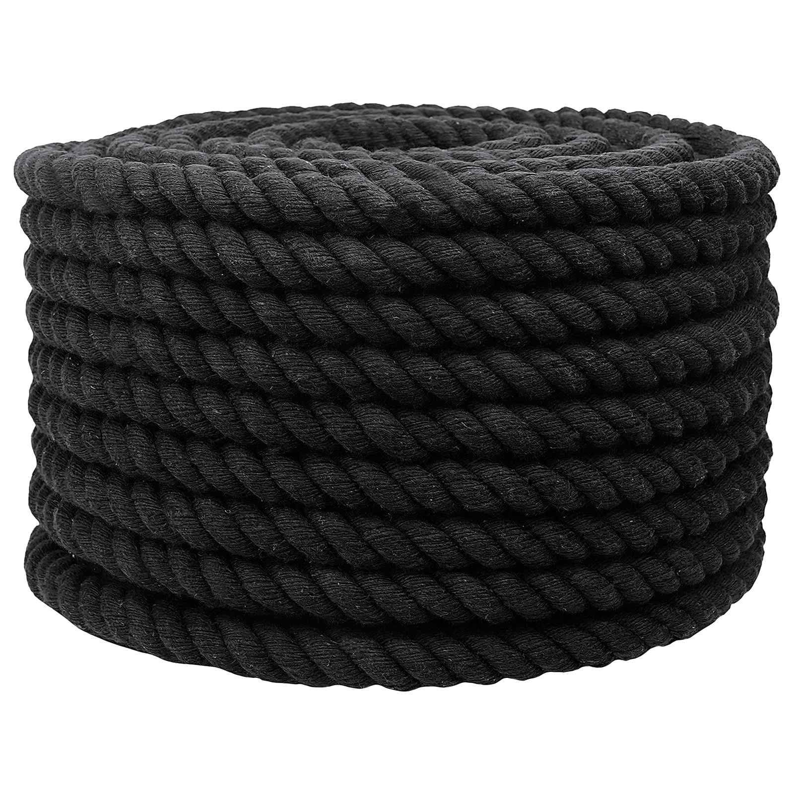 vidaXL Seil Schwarz 1,6 x 1,6 x 2500 cm Baumwolle