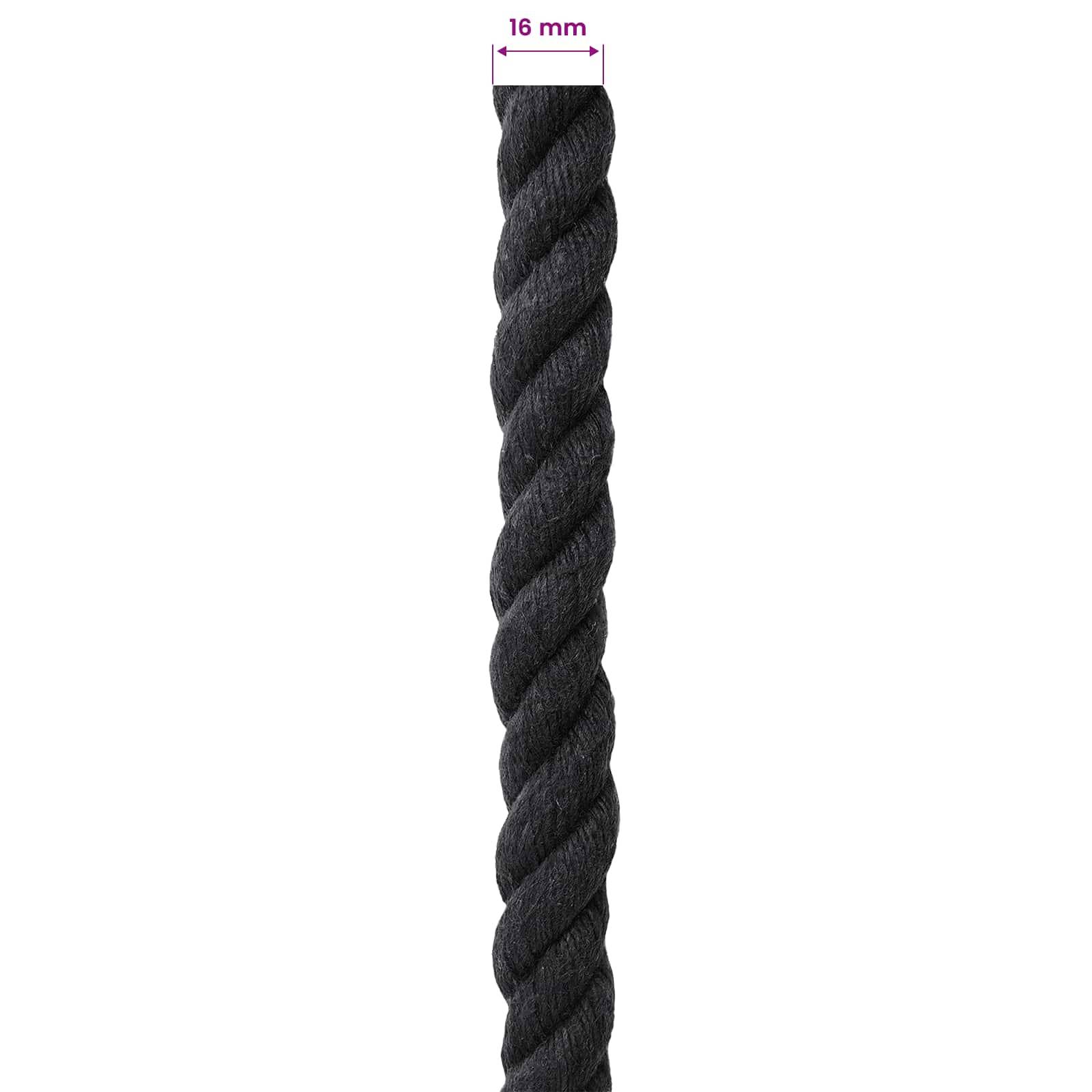 vidaXL Seil Schwarz 1,6 x 1,6 x 2500 cm Baumwolle