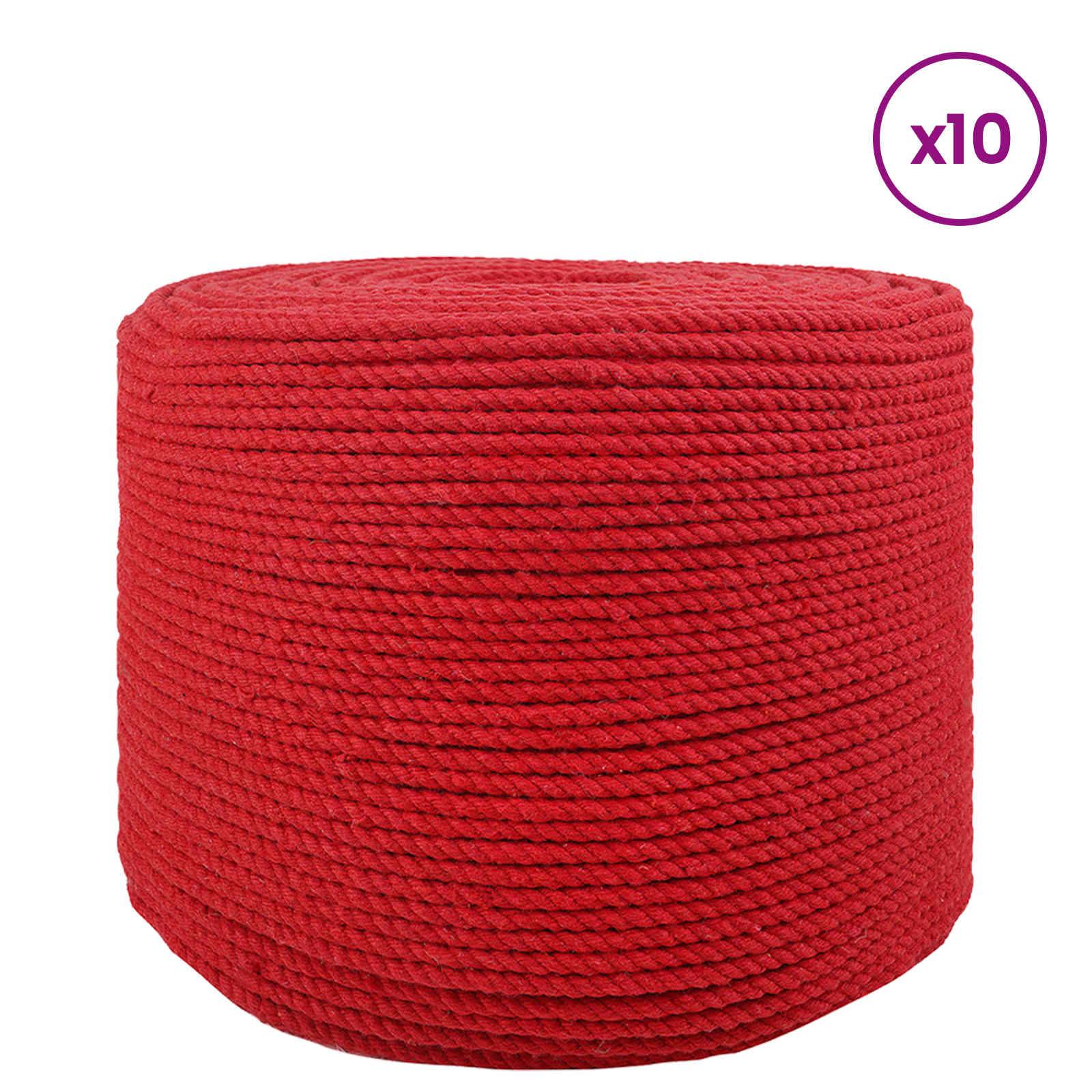 vidaXL Seil 10 pcs Rot Baumwolle