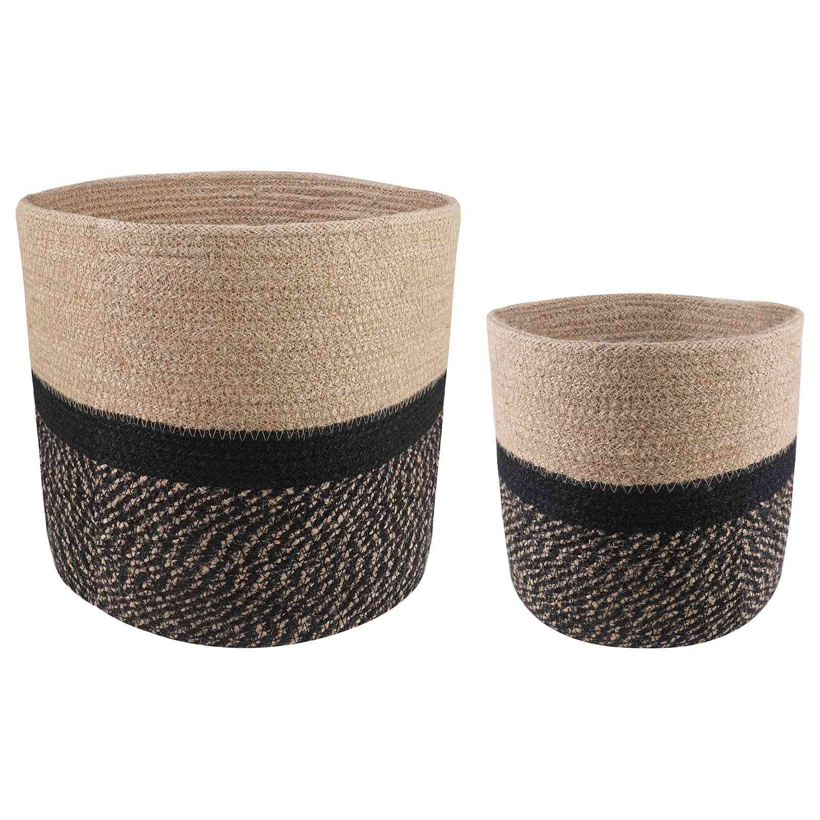 vidaXL Pflanztopfsatz 2 pcs Natürlich und Schwarz Ø 28 x 28 cm