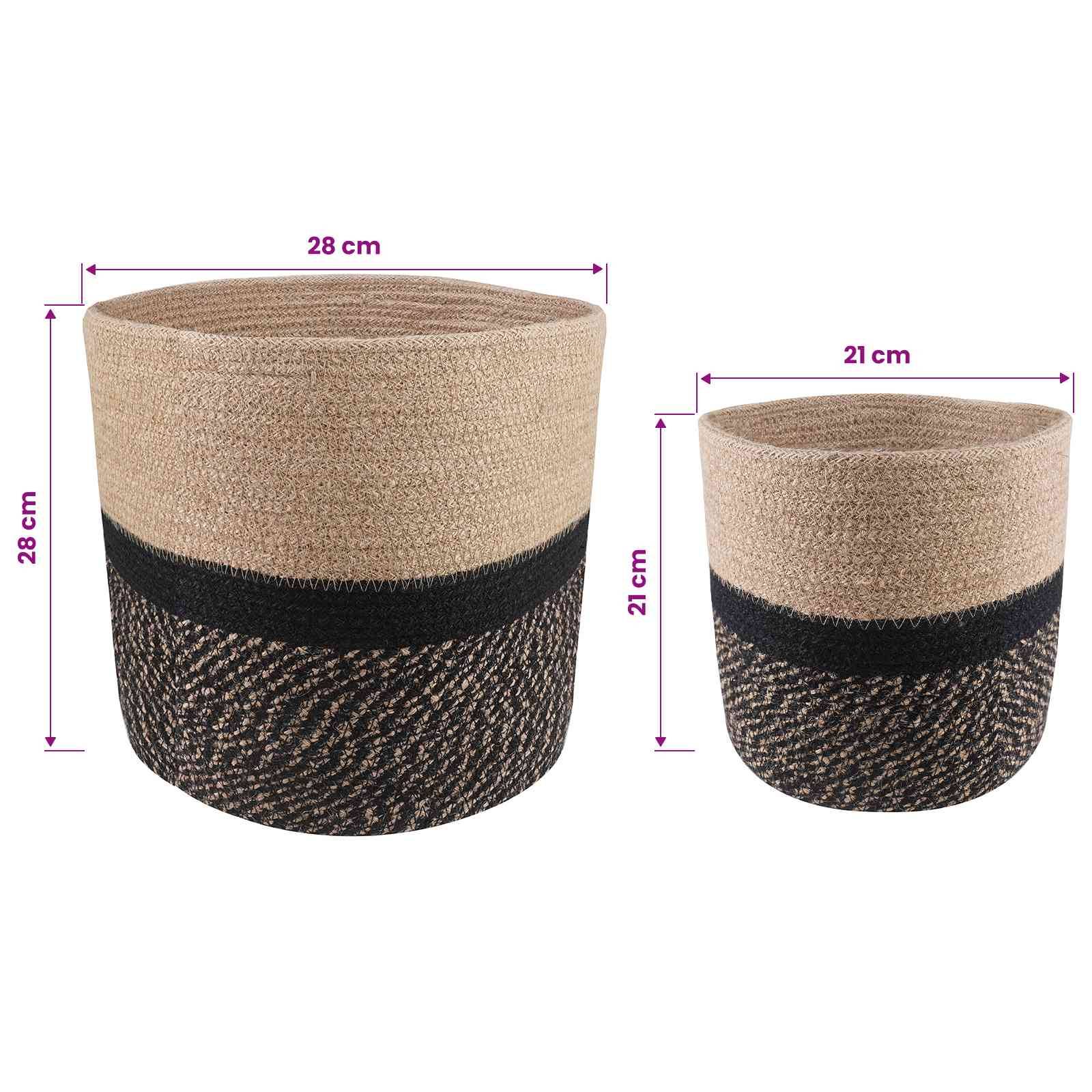vidaXL Pflanztopfsatz 2 pcs Natürlich und Schwarz Ø 28 x 28 cm