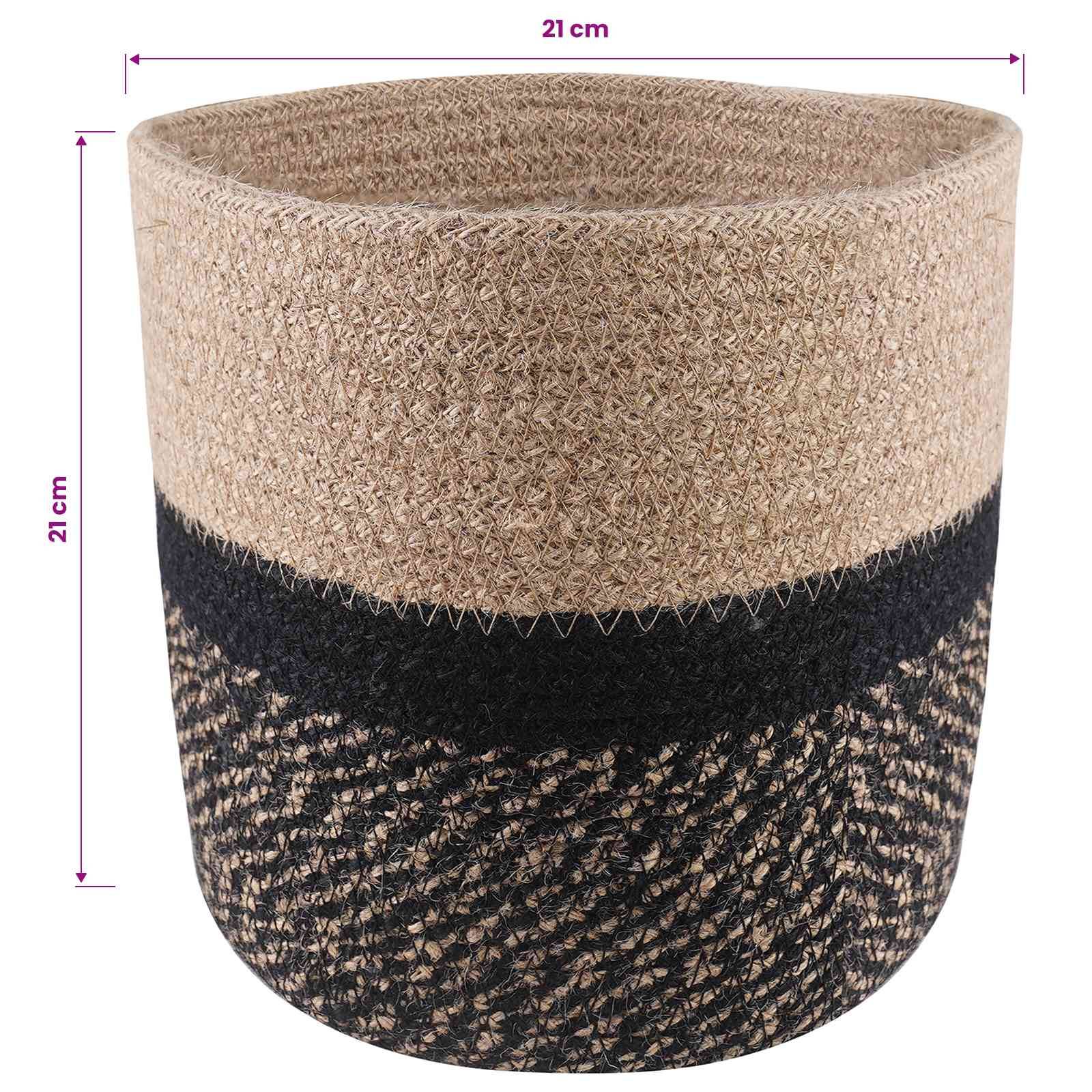 vidaXL Pflanztopfsatz 2 pcs Natürlich und Schwarz Ø 21 x 21 cm