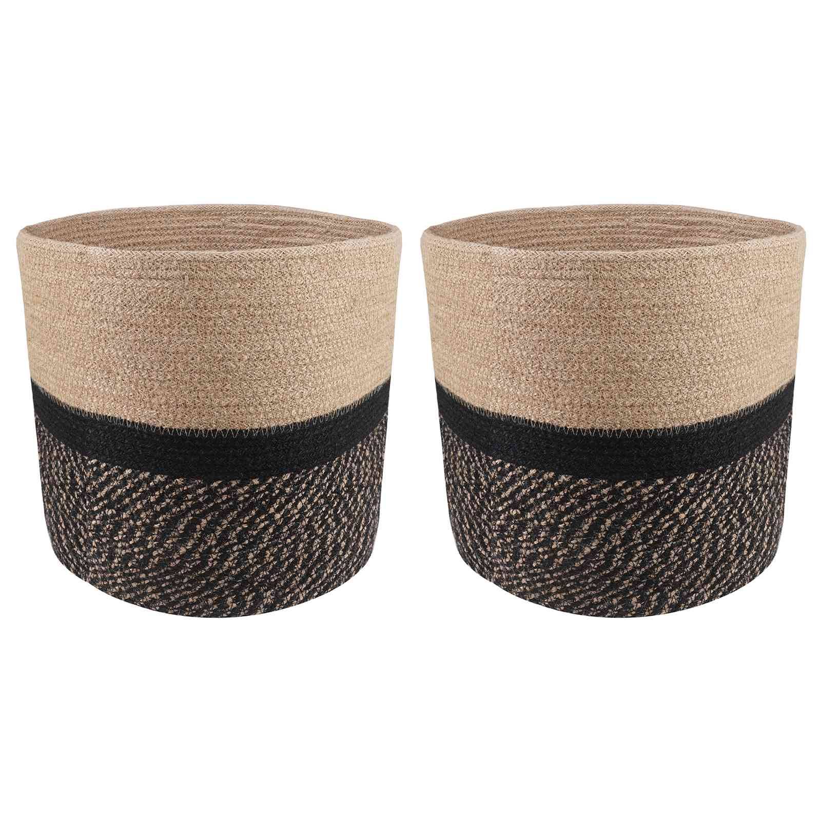 vidaXL Pflanztopfsatz 2 pcs Natürlich und Schwarz Ø 28 x 28 cm