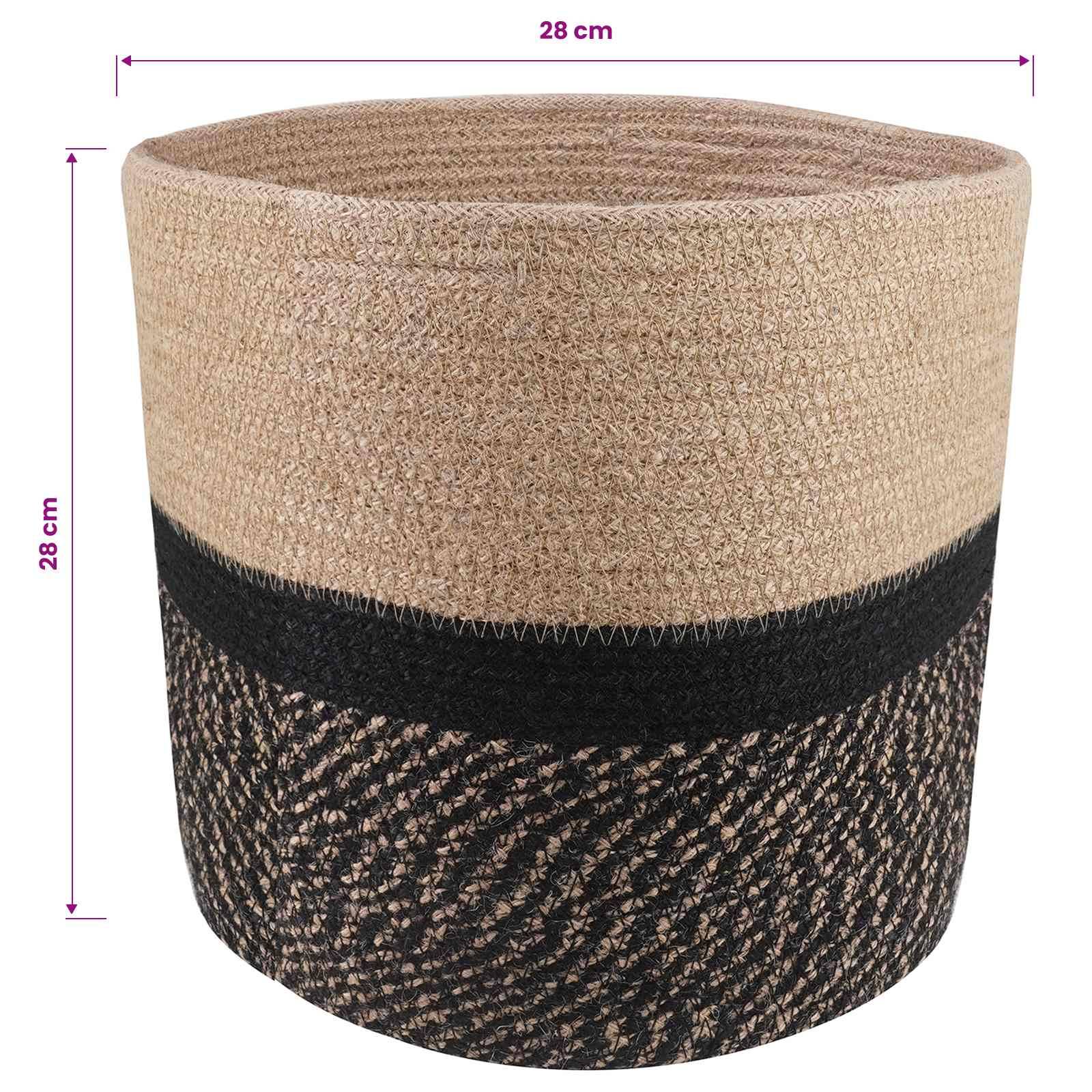 vidaXL Pflanztopfsatz 2 pcs Natürlich und Schwarz Ø 28 x 28 cm