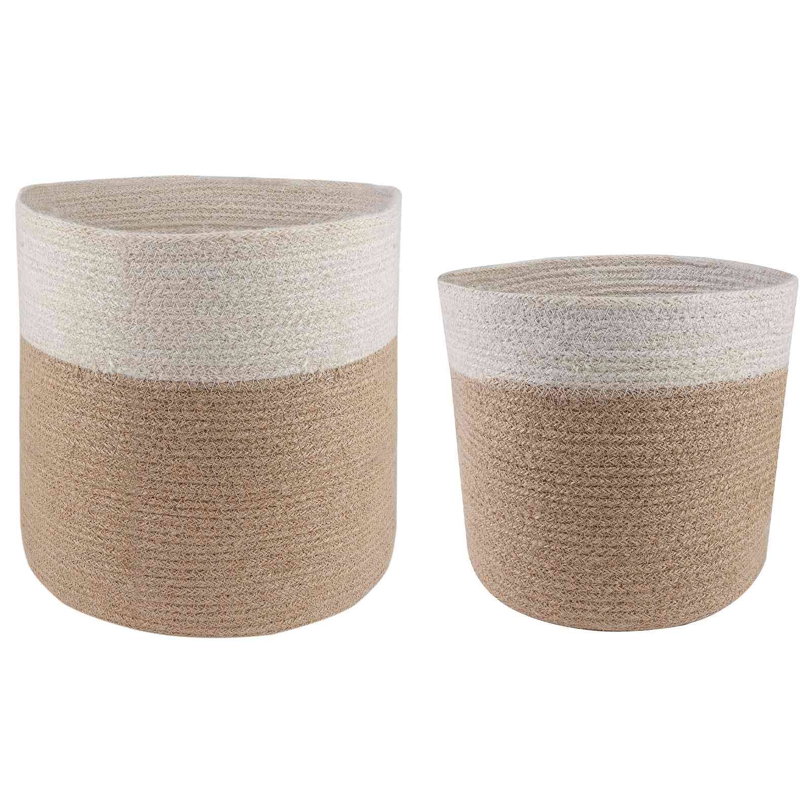 vidaXL Pflanztopfsatz 2 pcs Natürlich und Weiß Ø 28 x 28 cm
