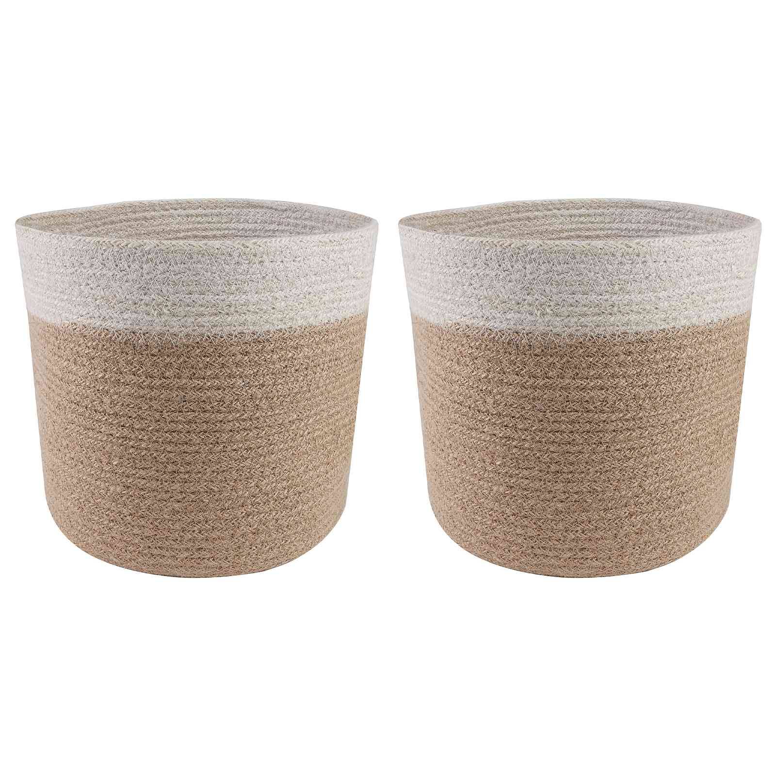 vidaXL Pflanztopfsatz 2 pcs Natürlich und Weiß Ø 21 x 21 cm