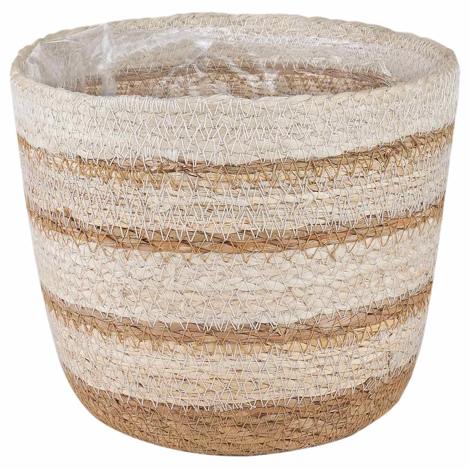 vidaXL Seegras Pflanzenkörbe 3 pcs Natürlich, Weiß und Beige