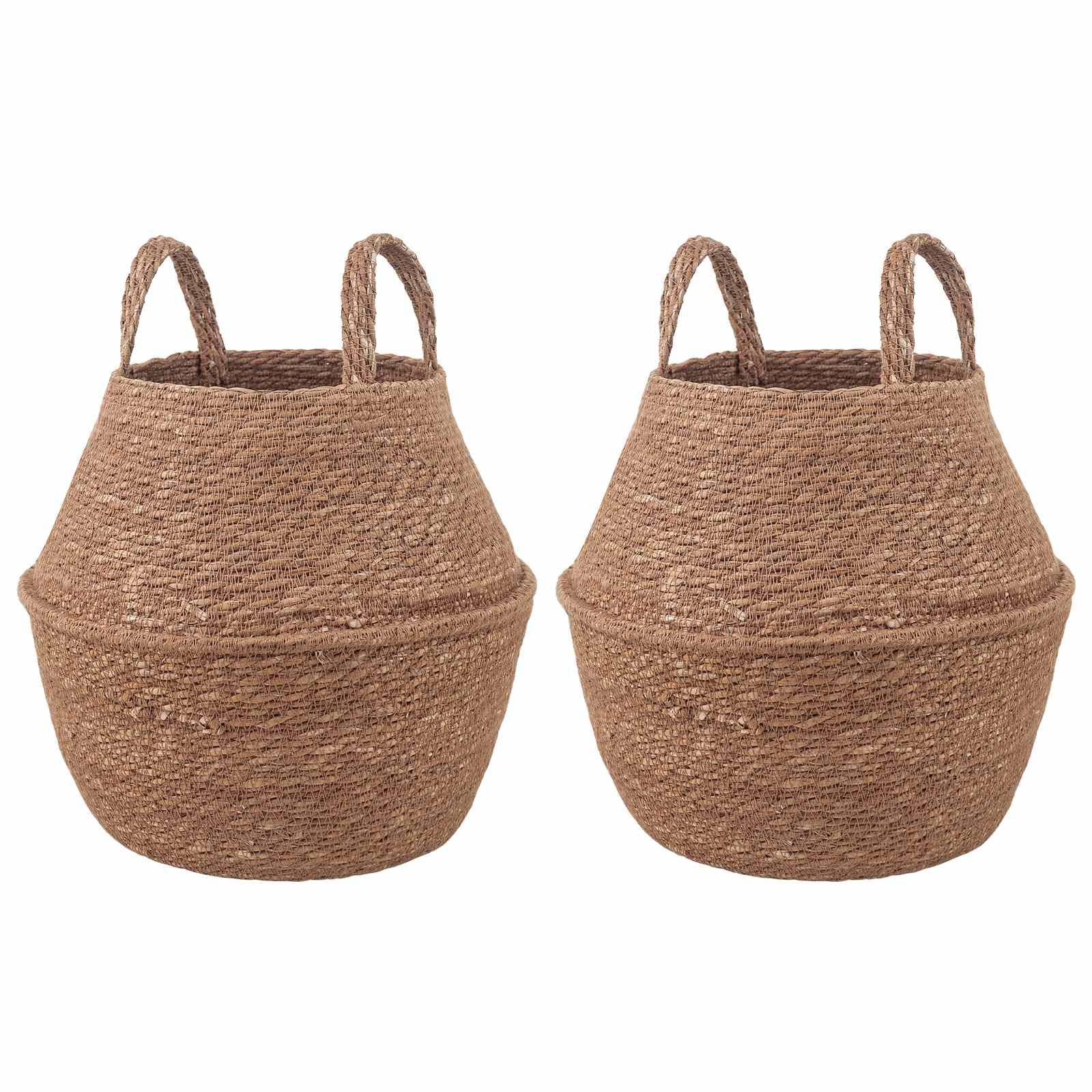 vidaXL Pflanzenkübel mit Griffen 2 pcs Natur Ø 22 x 20 cm 100% Seegras