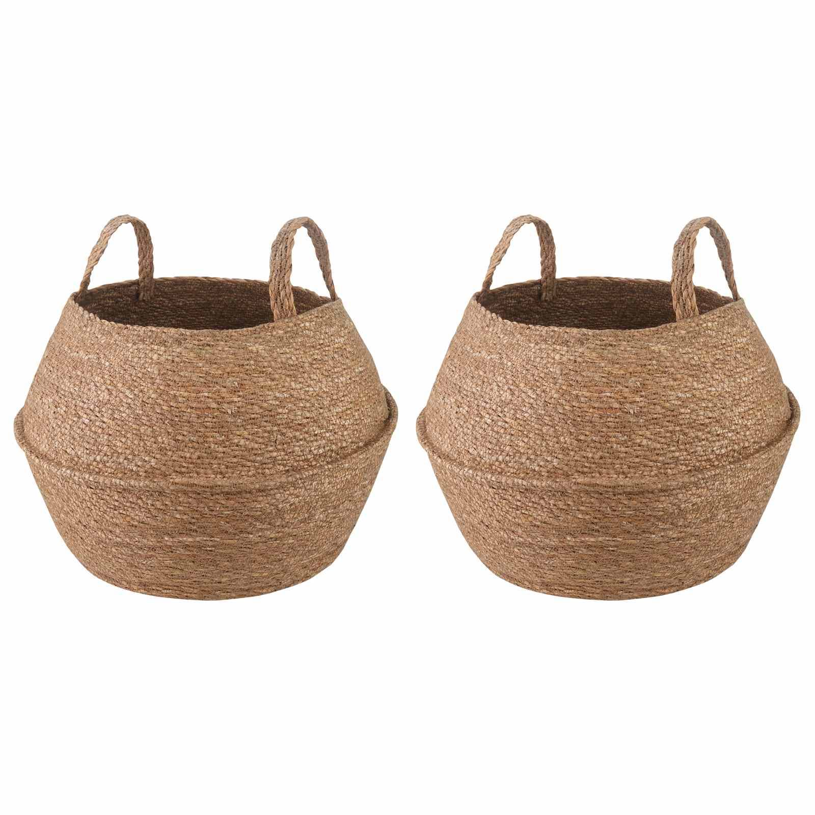 vidaXL Pflanzenkübel mit Griffen 2 pcs Natur Ø 32 x 32 cm 100% Seegras
