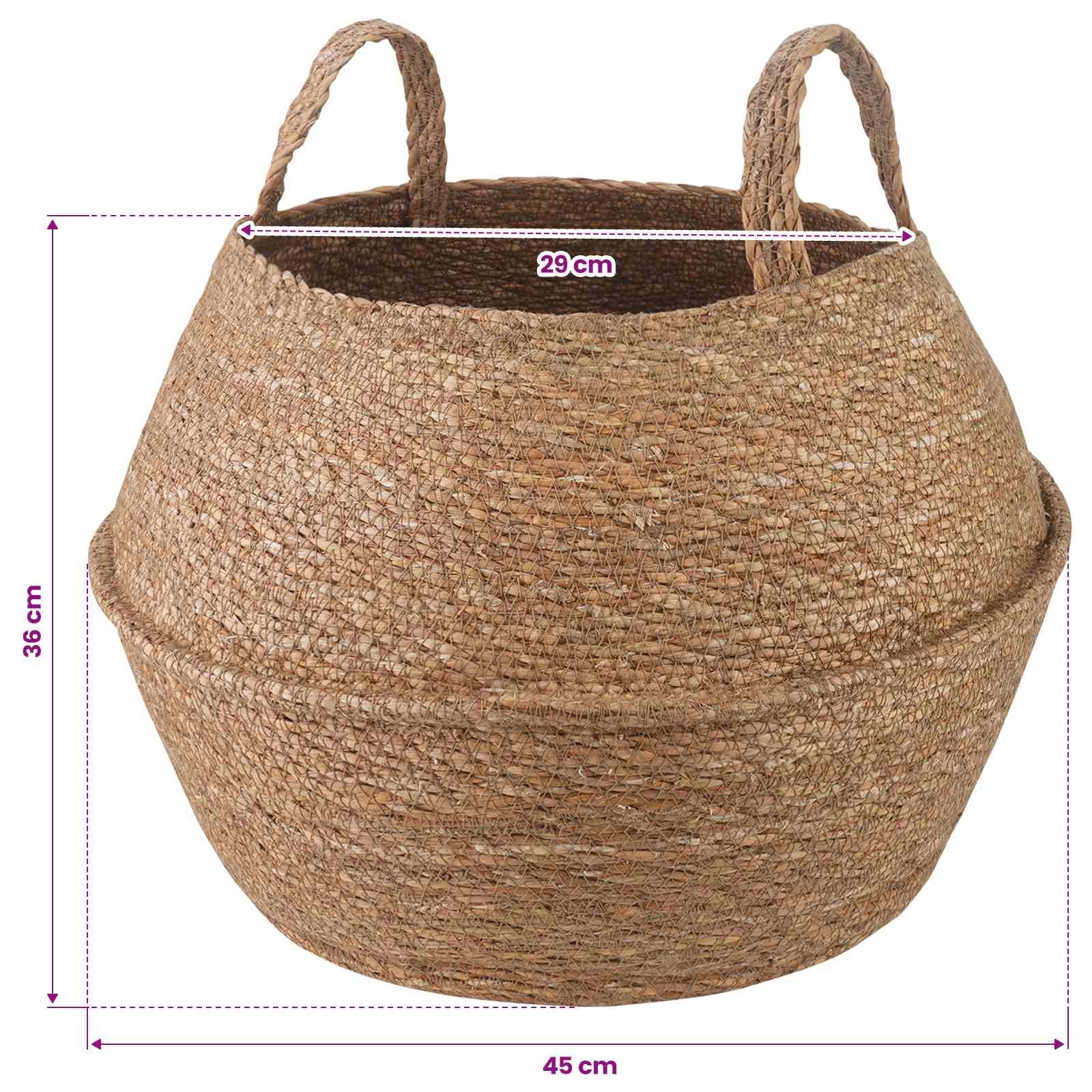 vidaXL Pflanzenkübel mit Griffen Natur Ø 45 x 36 cm 100% Seegras