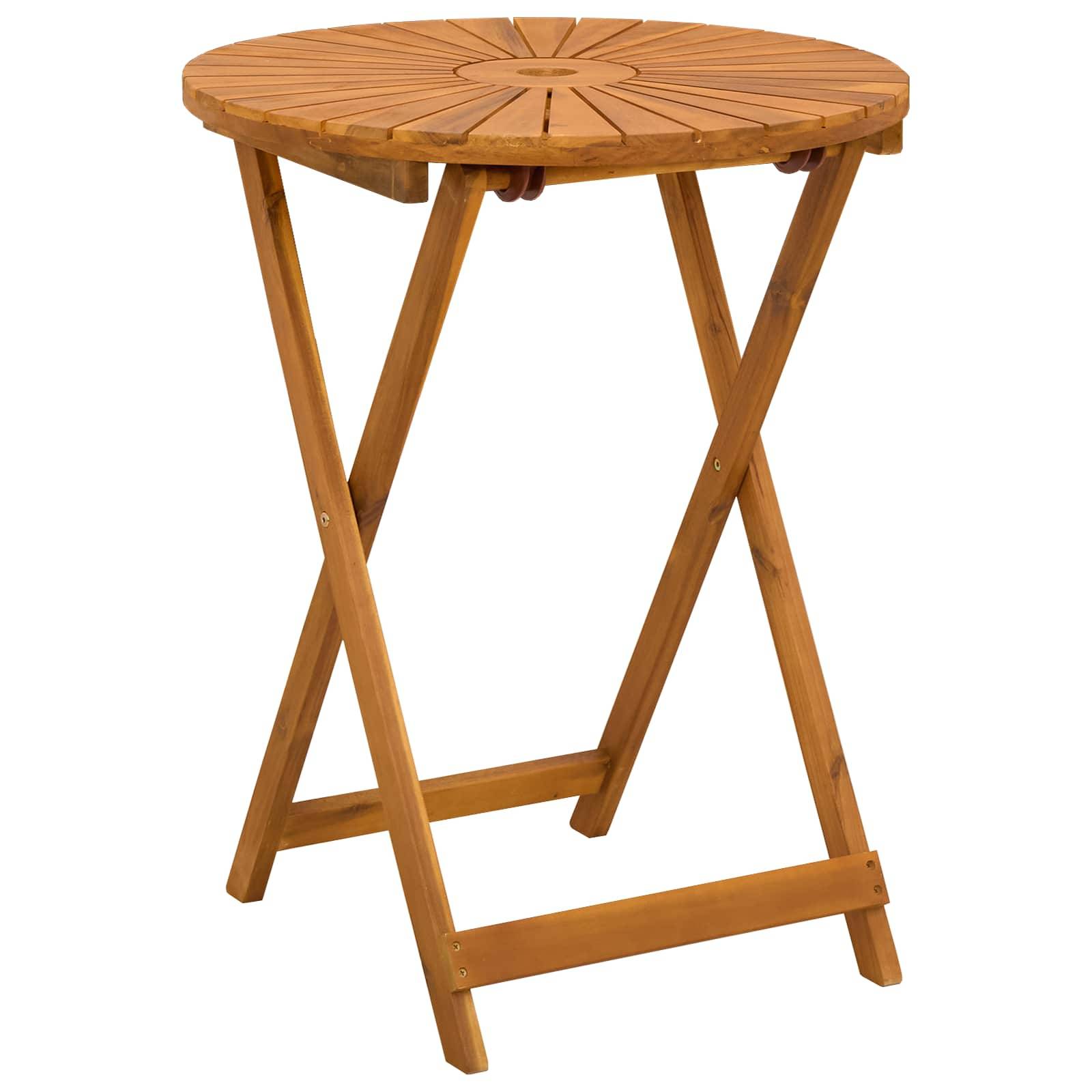 vidaXL Klappbarer Gartentisch Natur Ø60 x 75 cm Massivholz Akazie