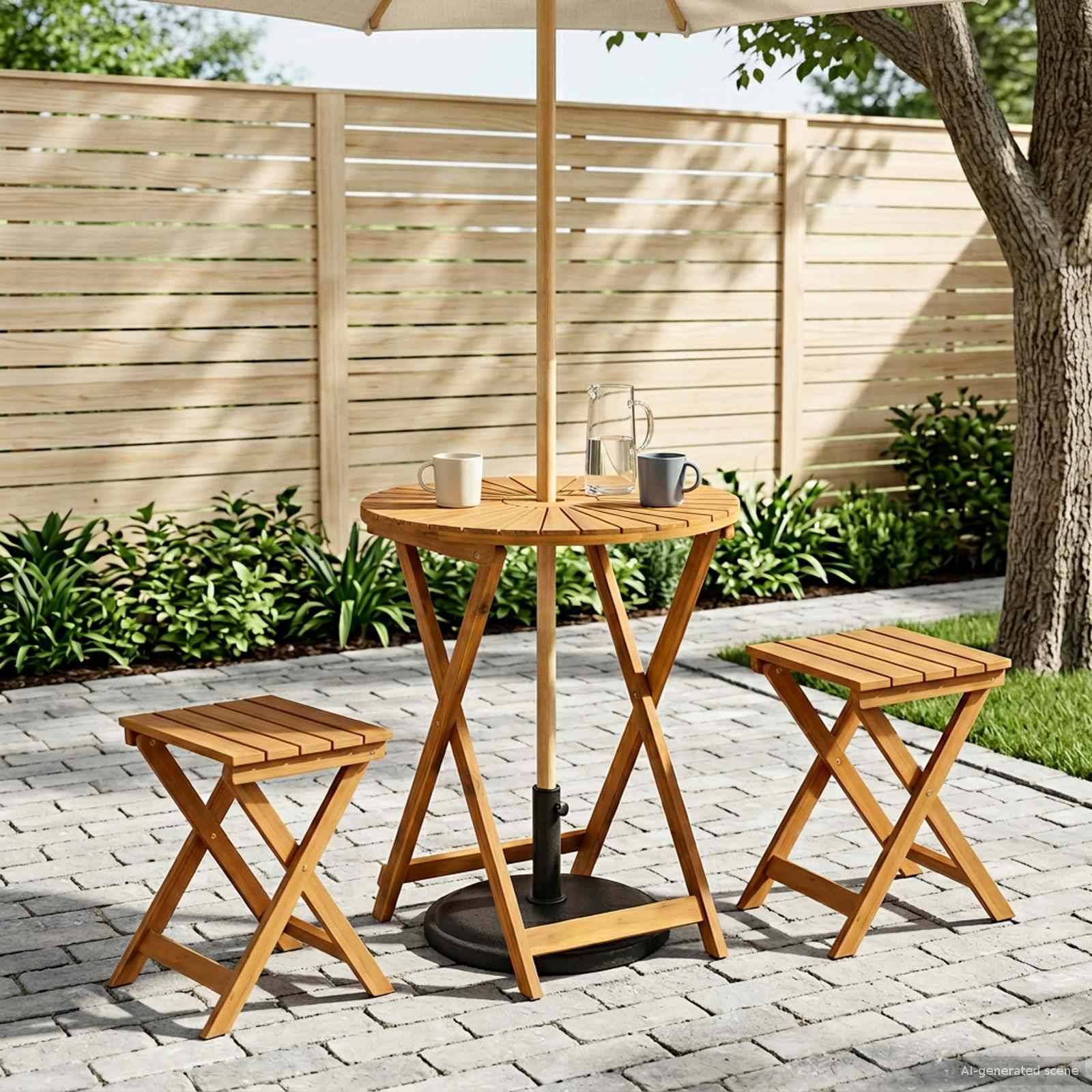 vidaXL Klappbarer Gartentisch Natur Ø60 x 75 cm Massivholz Akazie