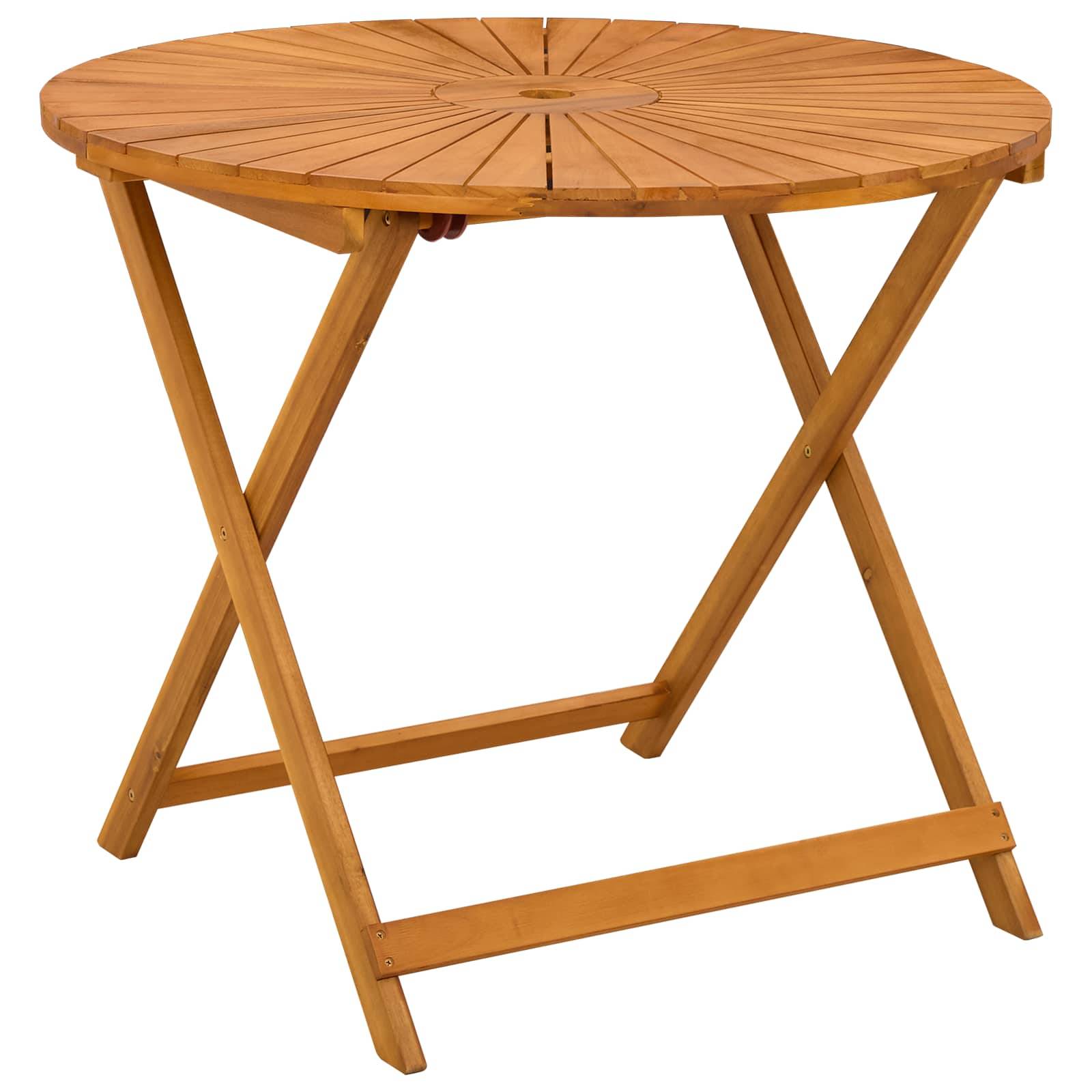 vidaXL Klappbarer Gartentisch Natur Ø90 x 75 cm Massivholz Akazie