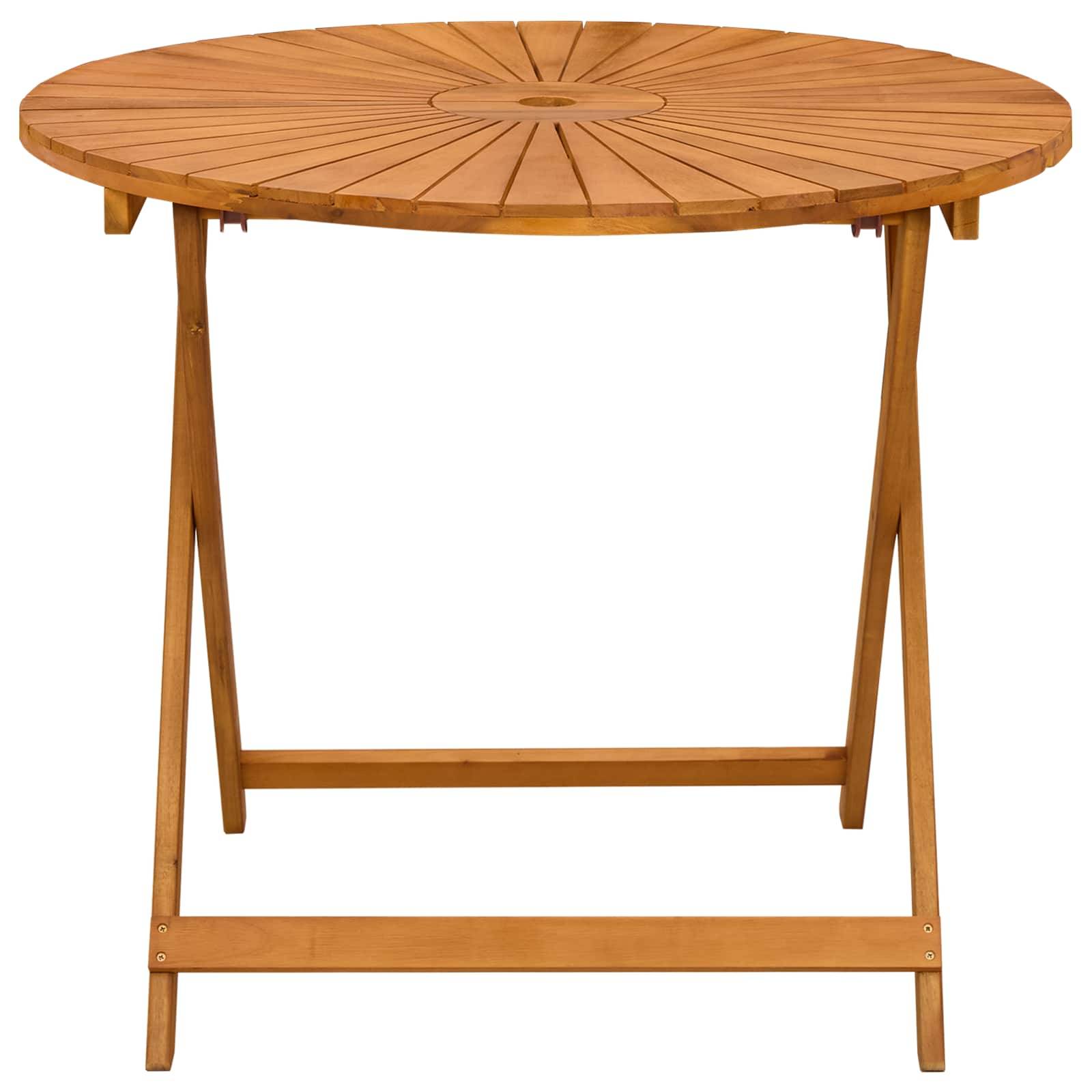 vidaXL Klappbarer Gartentisch Natur Ø90 x 75 cm Massivholz Akazie