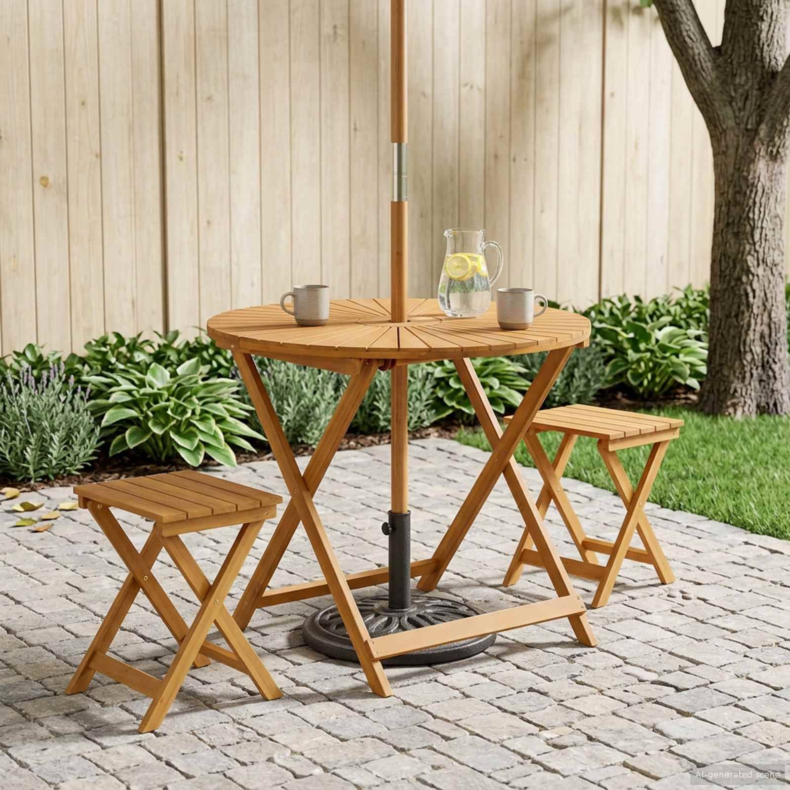 vidaXL Klappbarer Gartentisch Natur Ø90 x 75 cm Massivholz Akazie