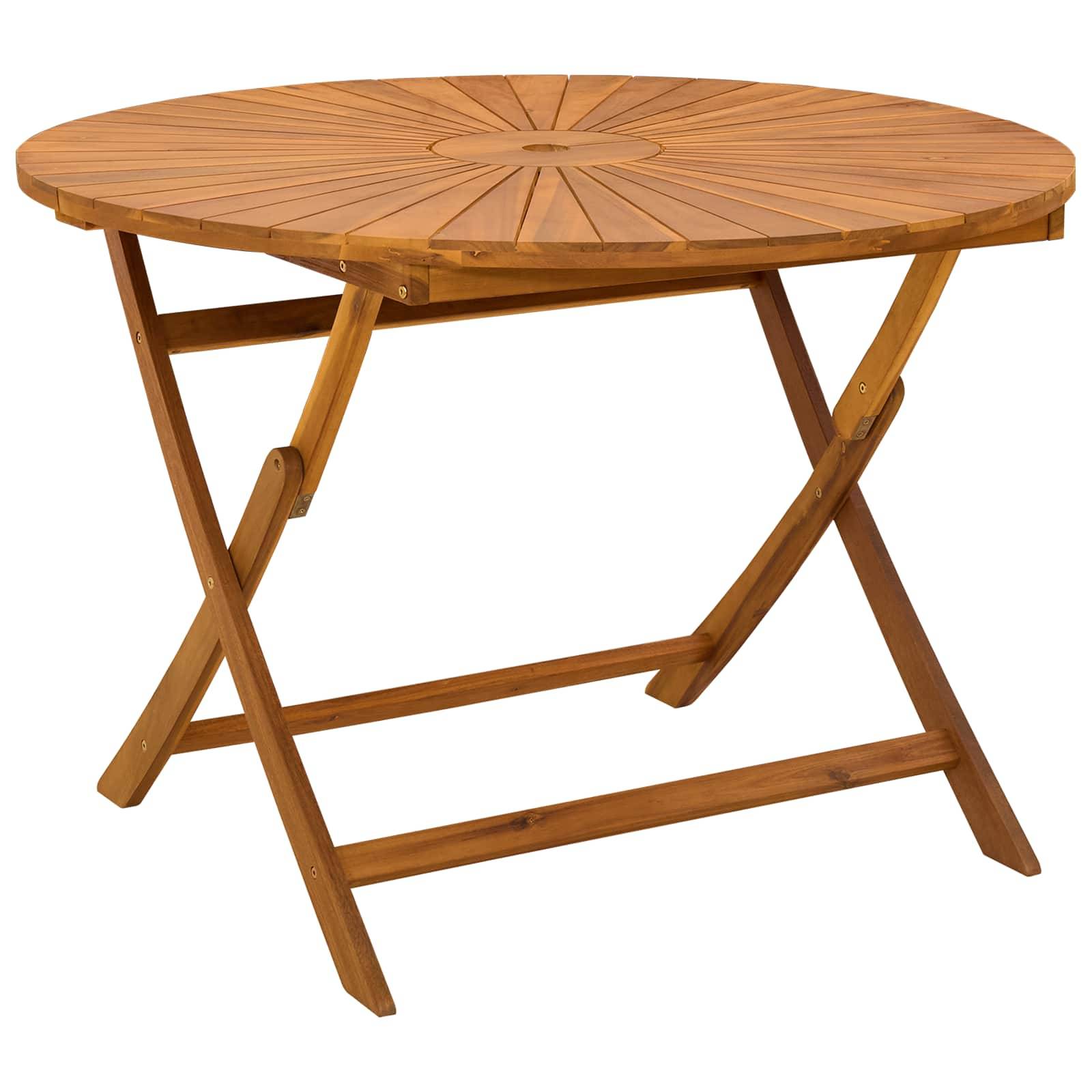 vidaXL Klappbarer Gartentisch Natur Ø110 x 75 cm Massivholz Akazie