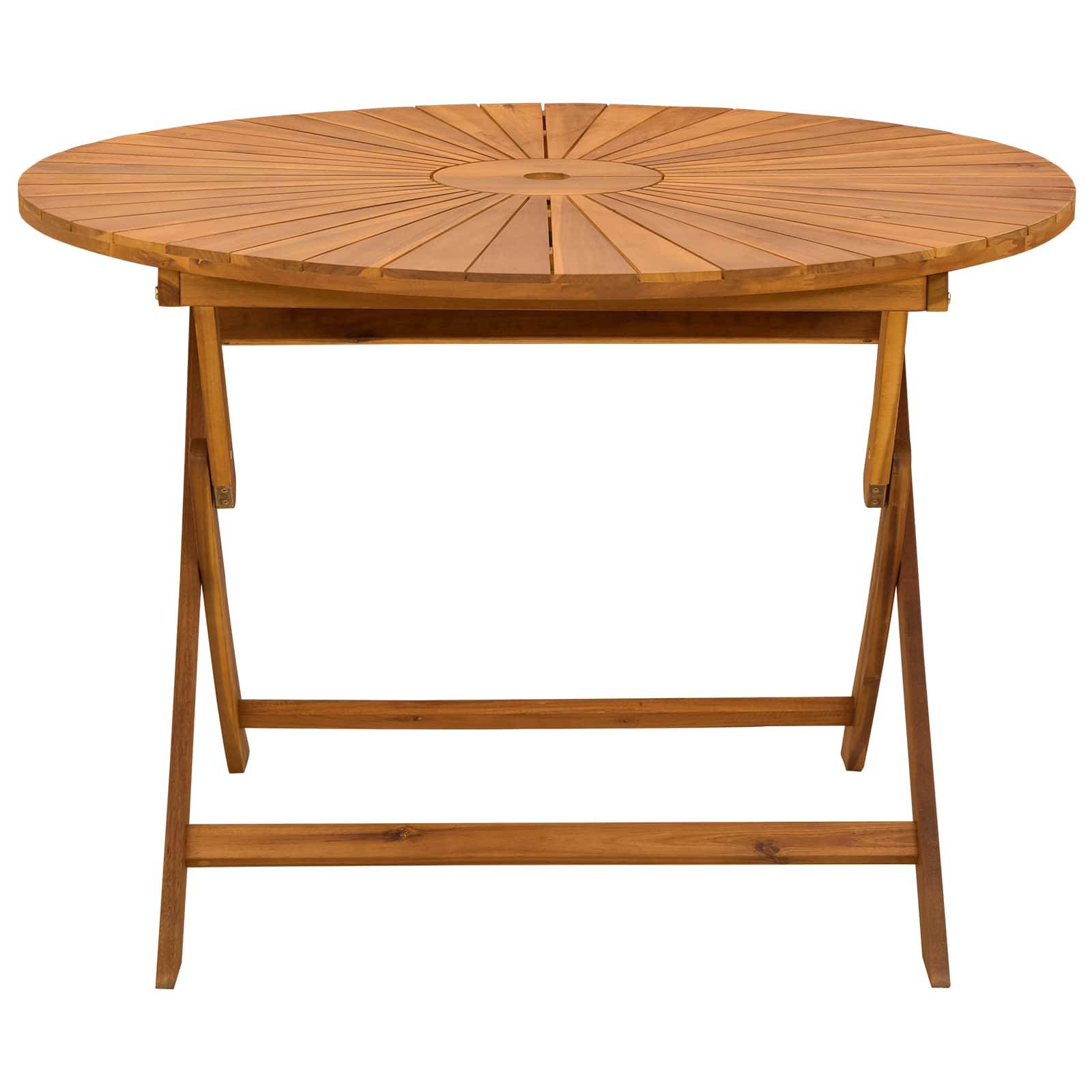 vidaXL Klappbarer Gartentisch Natur Ø110 x 75 cm Massivholz Akazie