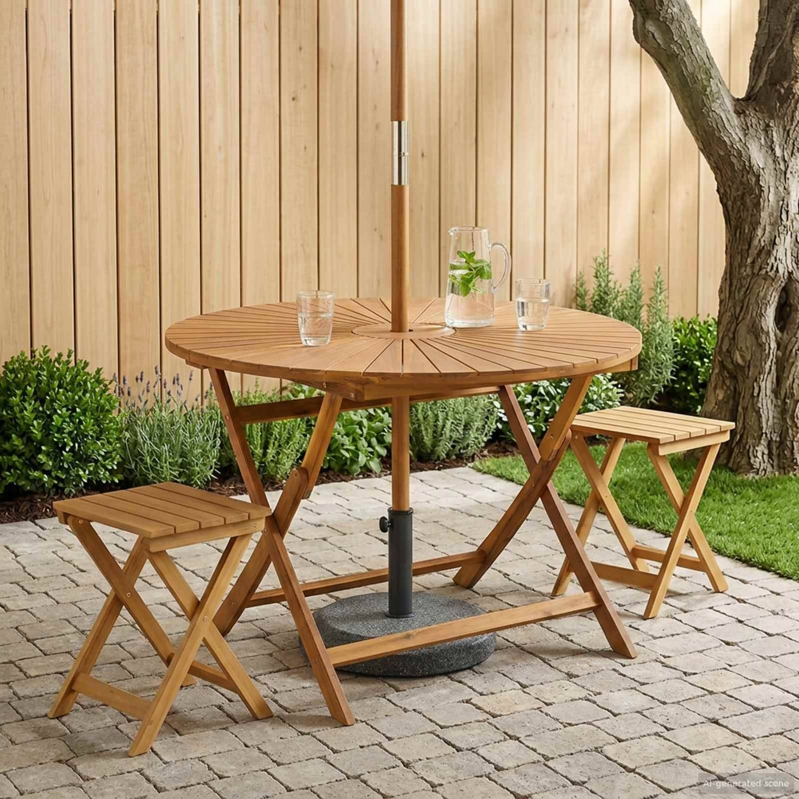 vidaXL Klappbarer Gartentisch Natur Ø110 x 75 cm Massivholz Akazie