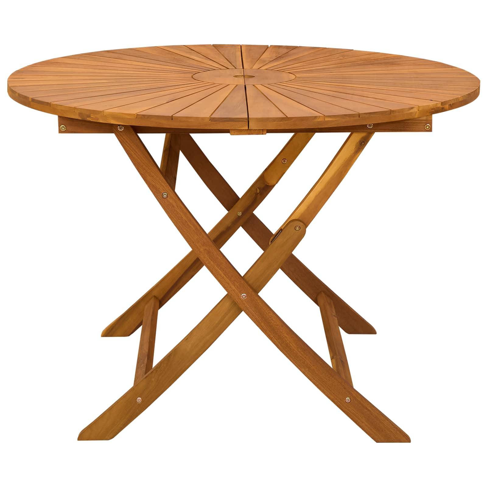 vidaXL Klappbarer Gartentisch Natur Ø110 x 75 cm Massivholz Akazie