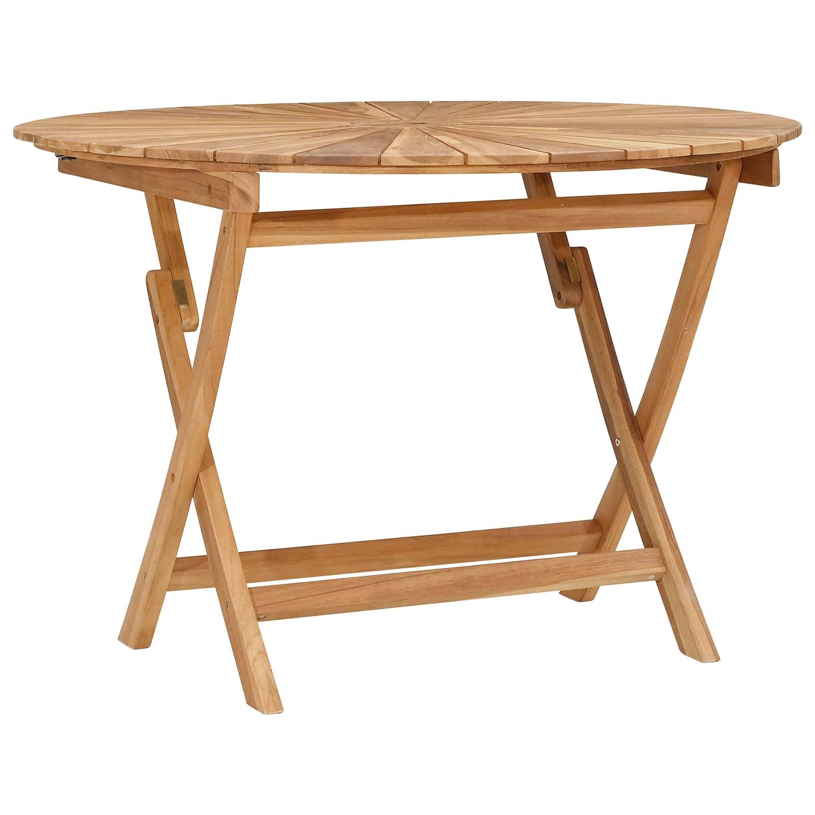 vidaXL Klappbarer Gartentisch Natur Ø 110 x 75 cm Teak-Massivholz