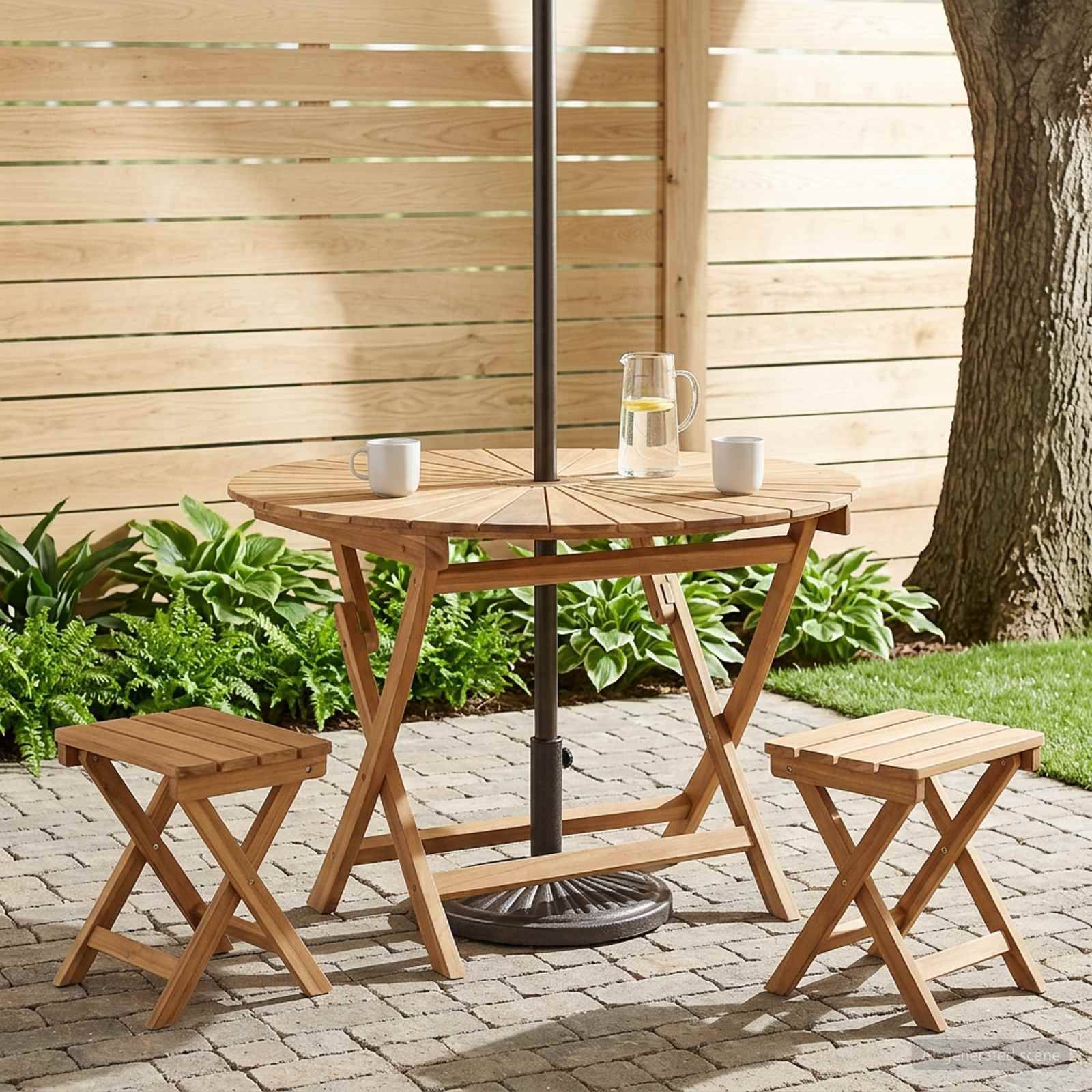 vidaXL Klappbarer Gartentisch Natur Ø 110 x 75 cm Teak-Massivholz