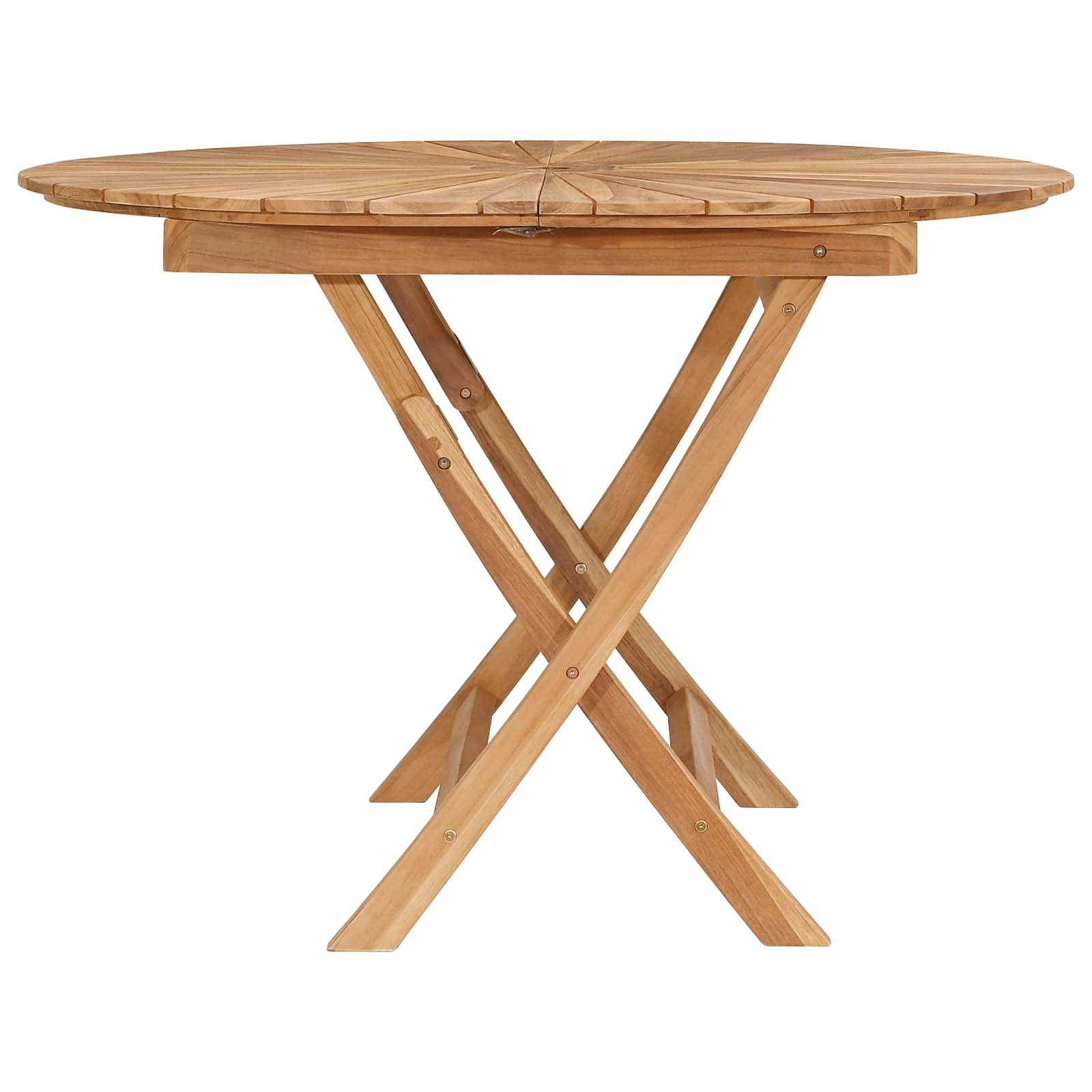 vidaXL Klappbarer Gartentisch Natur Ø 110 x 75 cm Teak-Massivholz