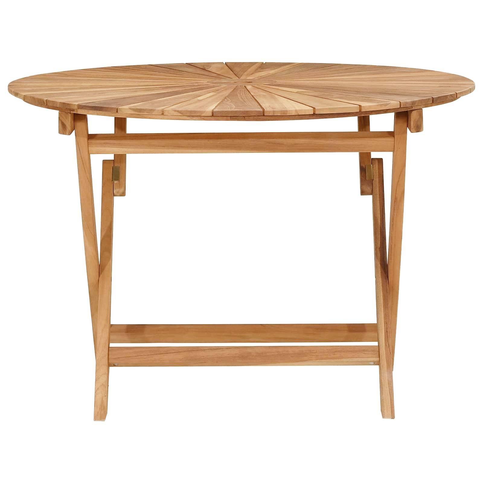 vidaXL Klappbarer Gartentisch Natur Ø 110 x 75 cm Teak-Massivholz
