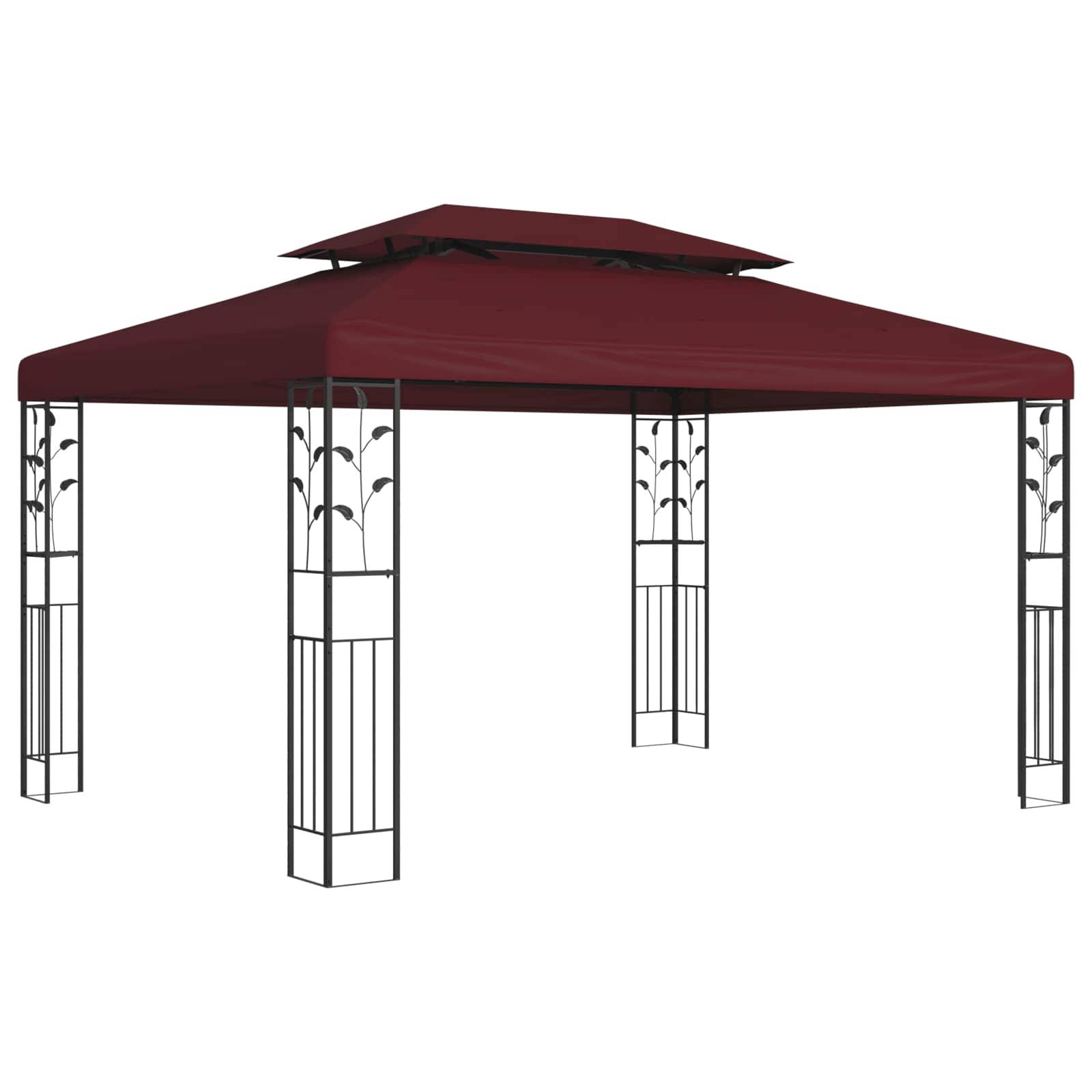 vidaXL Pavillon 3,97 x 2,96 x 2,68 m Weinrot Polyester und Stahl