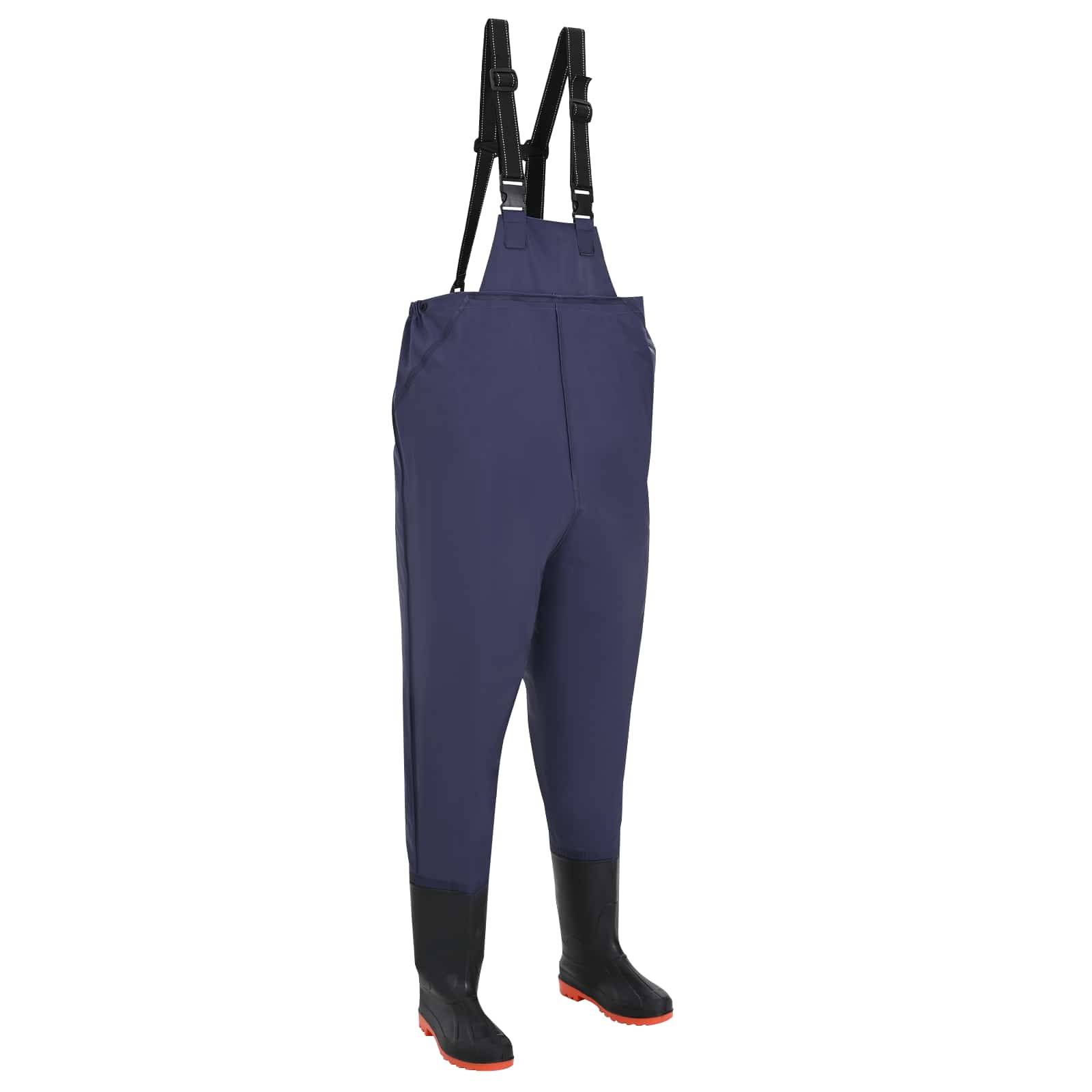vidaXL Wathose mit Stiefeln PVC-beschichtetes Polyester Größe 42 Blau