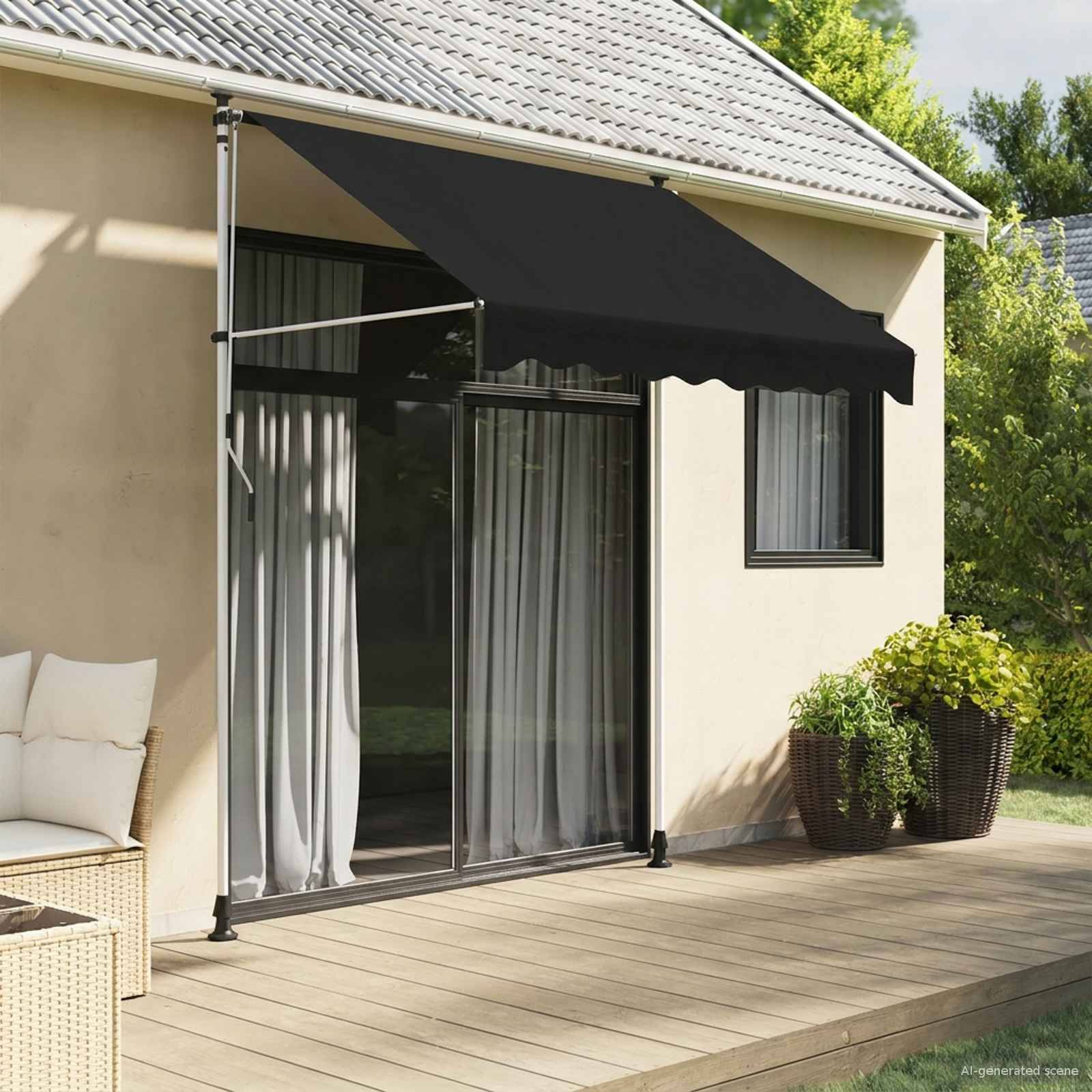 vidaXL Manuell einziehbare Markise Schwarz 200 cm