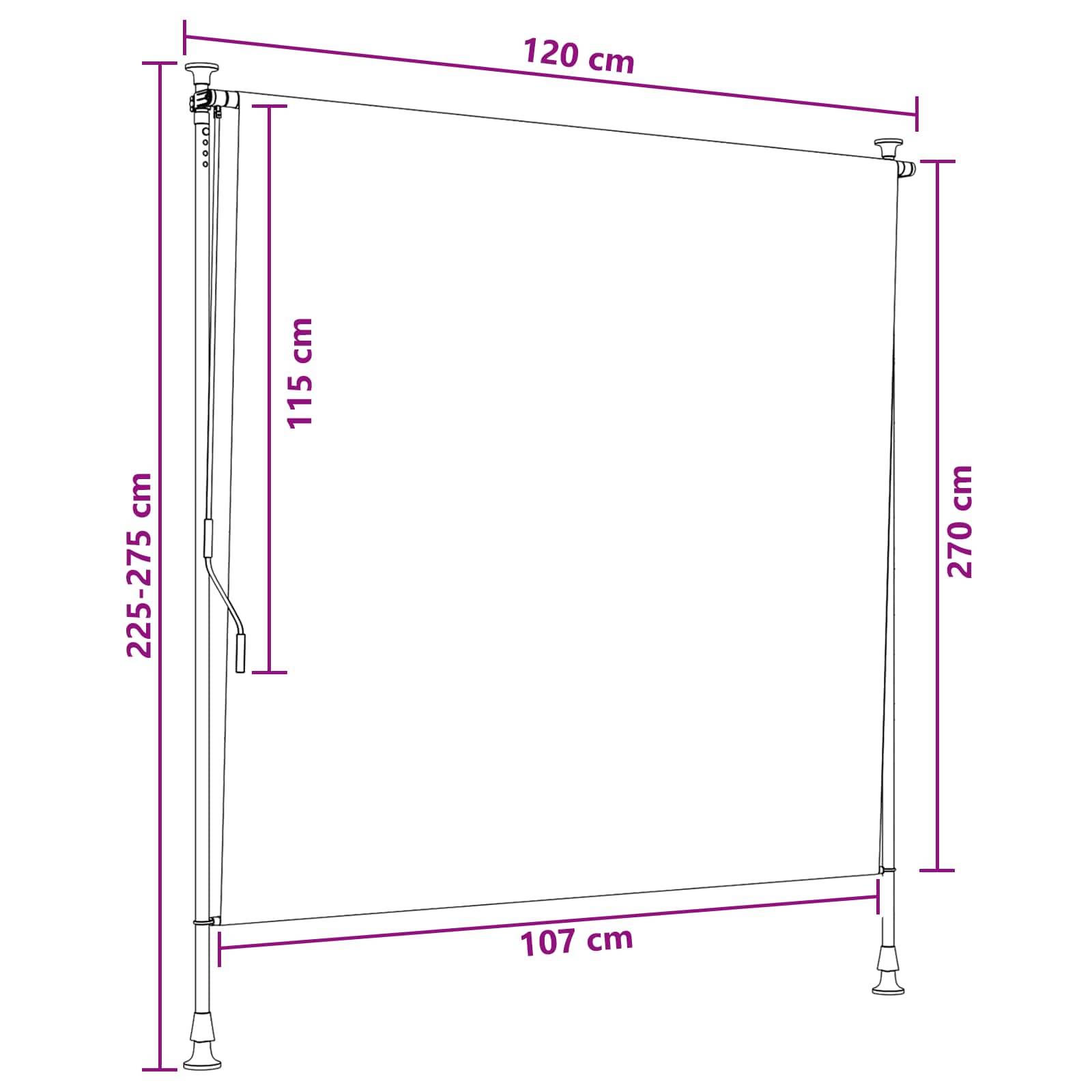 vidaXL Outdoor Rollo Anthrazit und Weiß 120 x 270 cm