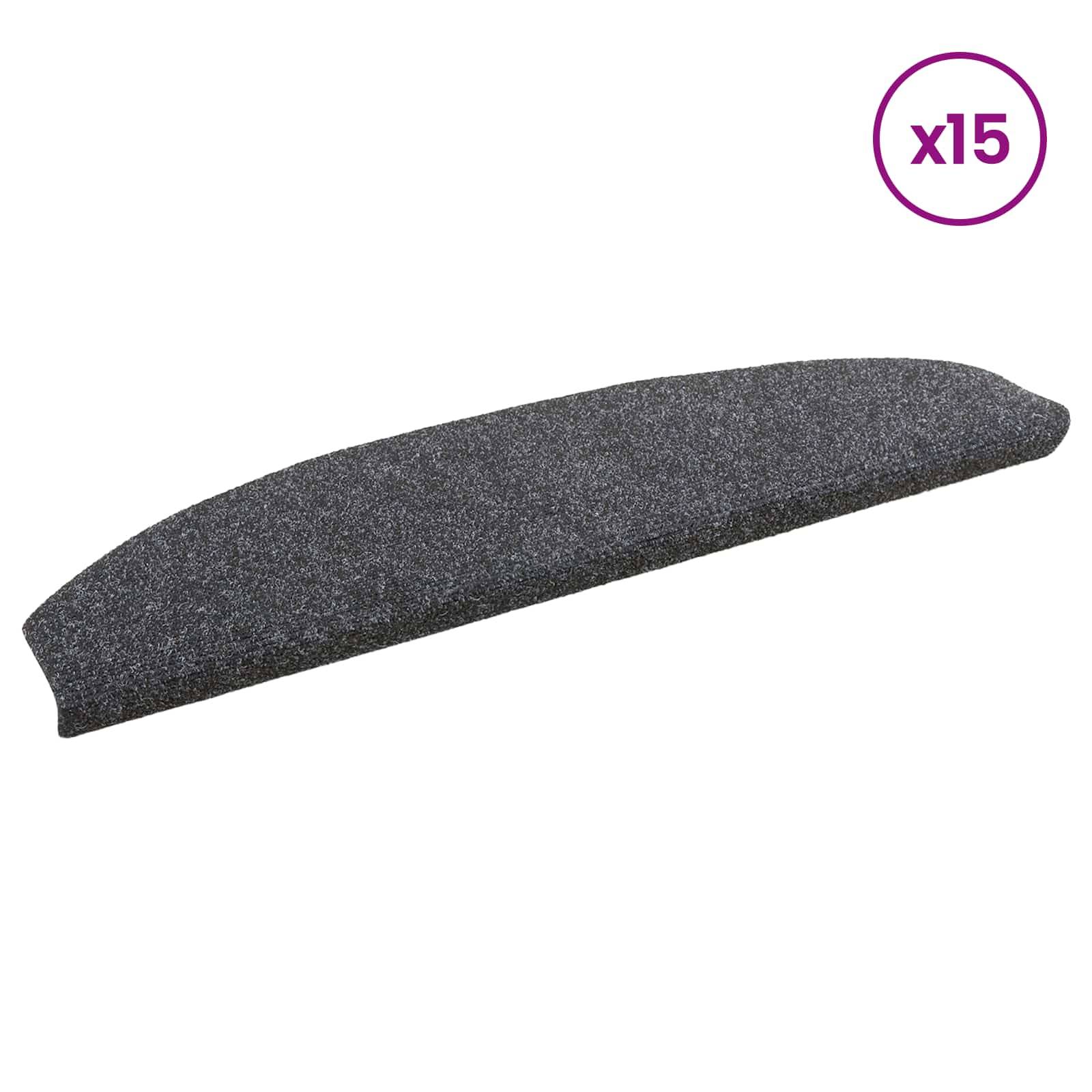 vidaXL Selbstklebende Treppenschoner Halbkreis 15 pcs Dunkelgrau