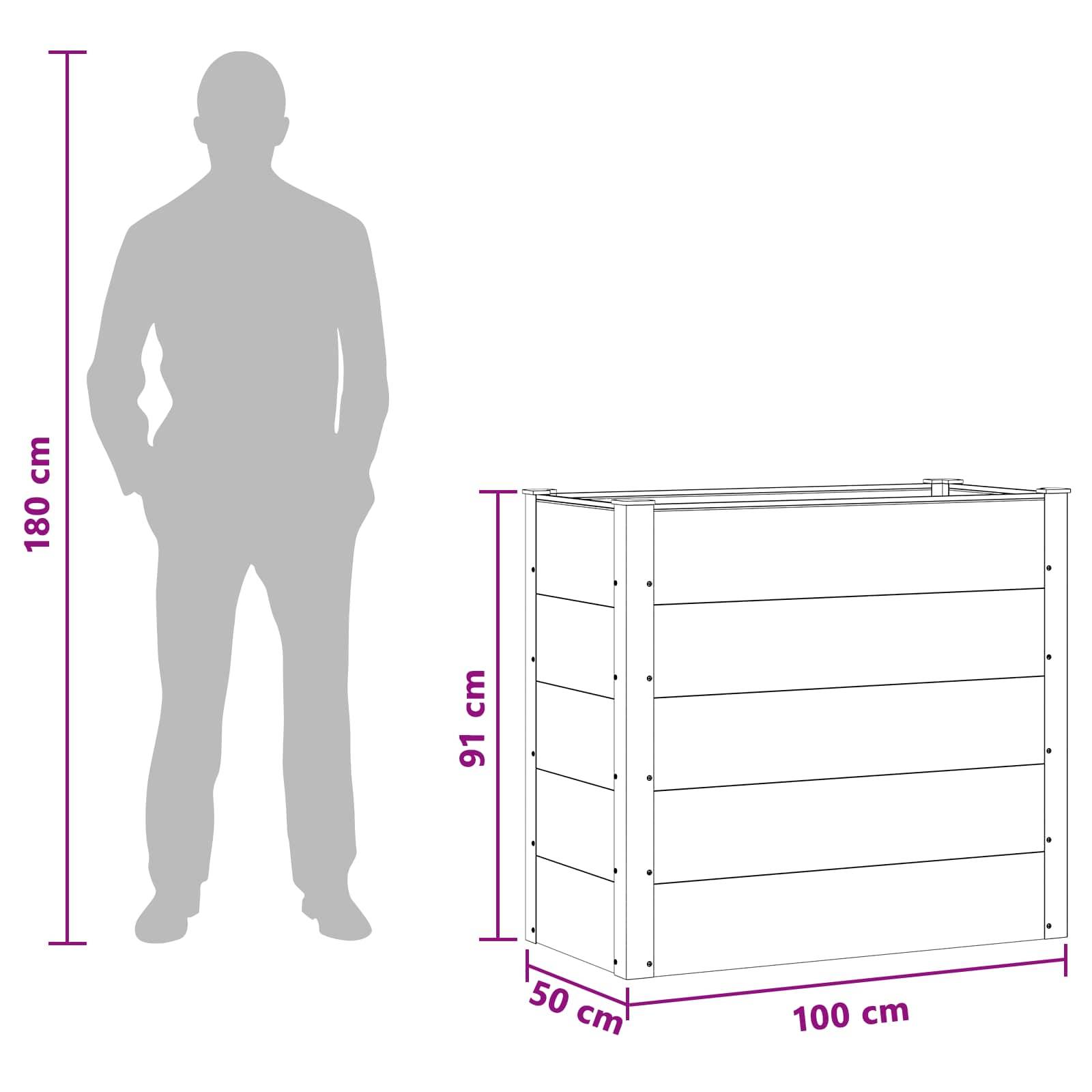 vidaXL Hochbeet Schwarz 100 x 50 x 91 cm alu.