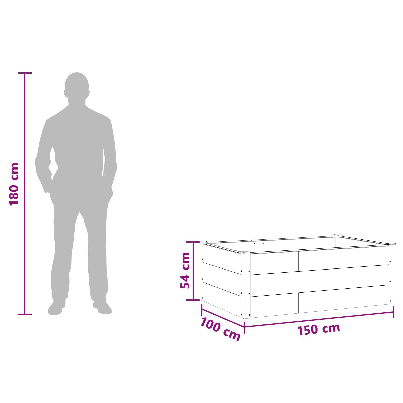 vidaXL Hochbeet Schwarz 150 x 100 x 54 cm alu.