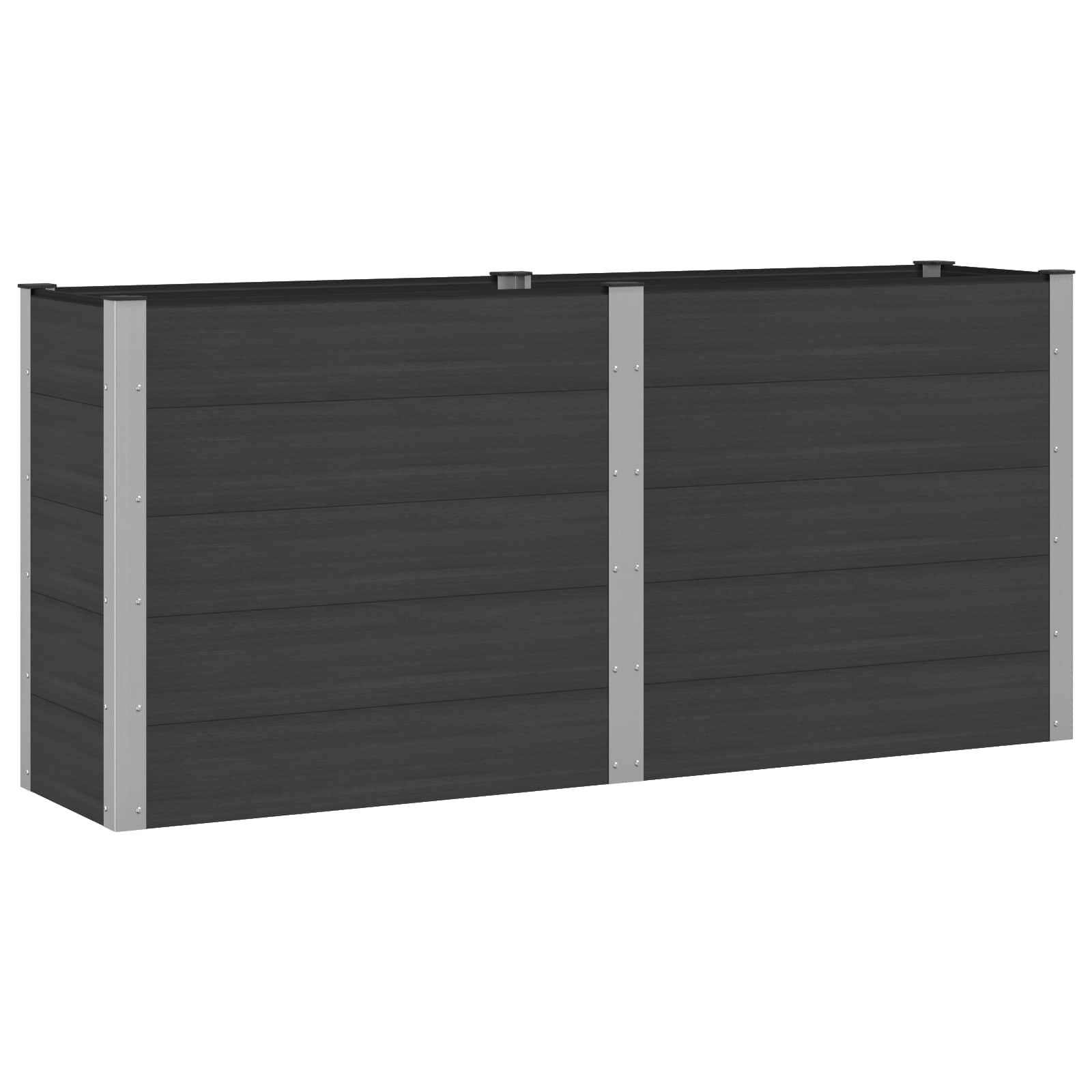 vidaXL Hochbeet Schwarz 200 x 50 x 91 cm alu.