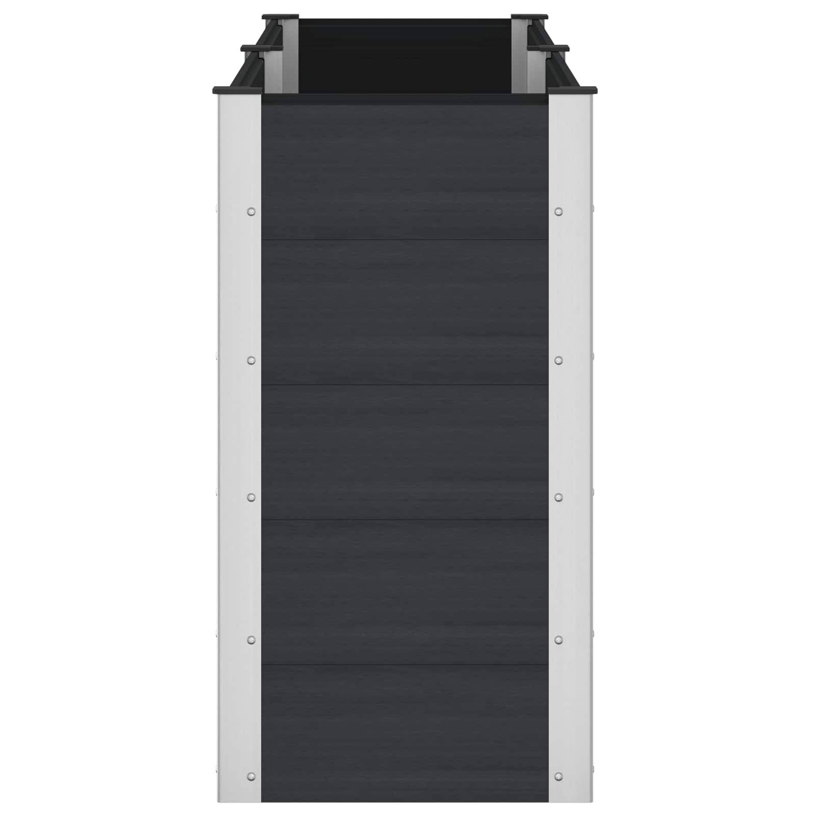 vidaXL Hochbeet Schwarz 200 x 50 x 91 cm alu.
