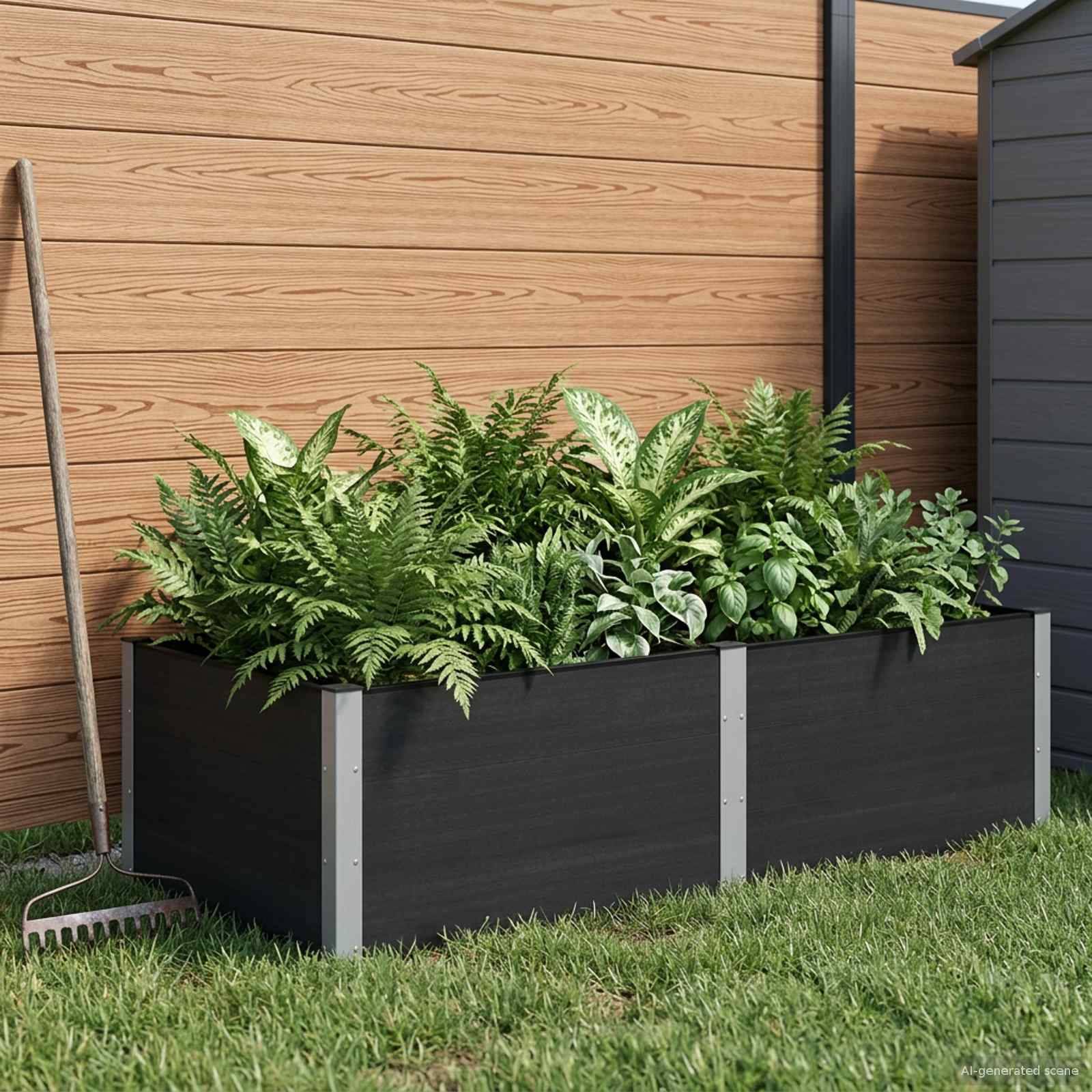 vidaXL Hochbeet Schwarz 200 x 100 x 54 cm alu.