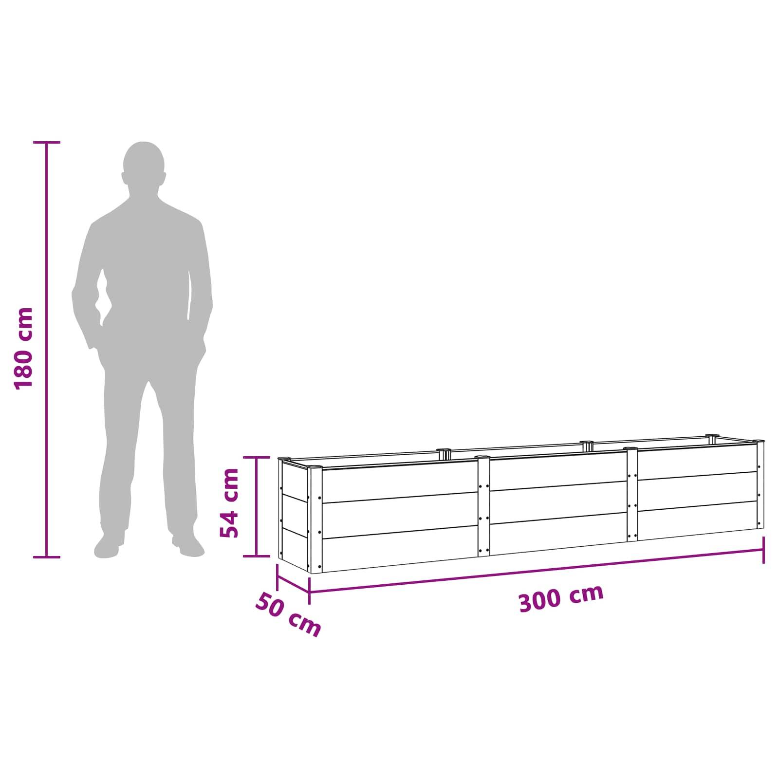 vidaXL Hochbeet Schwarz 300 x 50 x 54 cm alu.