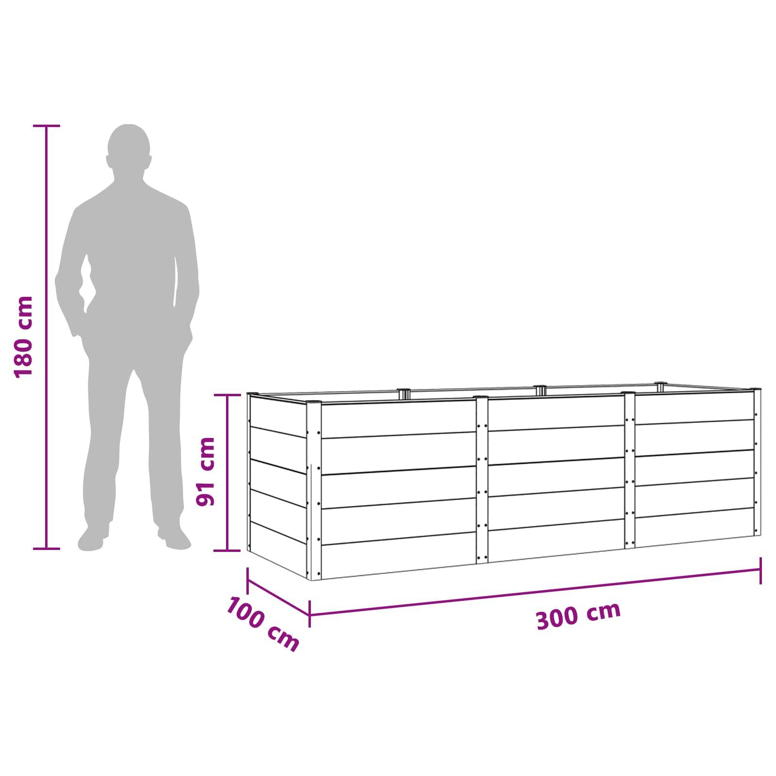 vidaXL Hochbeet Schwarz 300 x 100 x 91 cm alu.